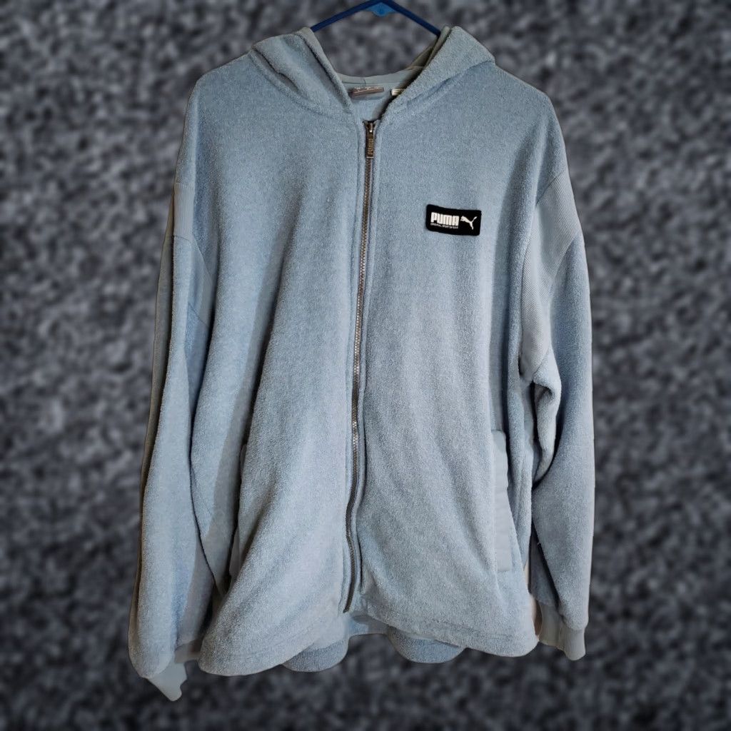 Puma PUMA Fusion Men's Winterized Hooded Jacket Full Zip Blue Fleece Large Pocket Hoodie Varsity Casual Sports Mens Blue Size US L / EU 52-54 / 3 - 1 Thumbnail