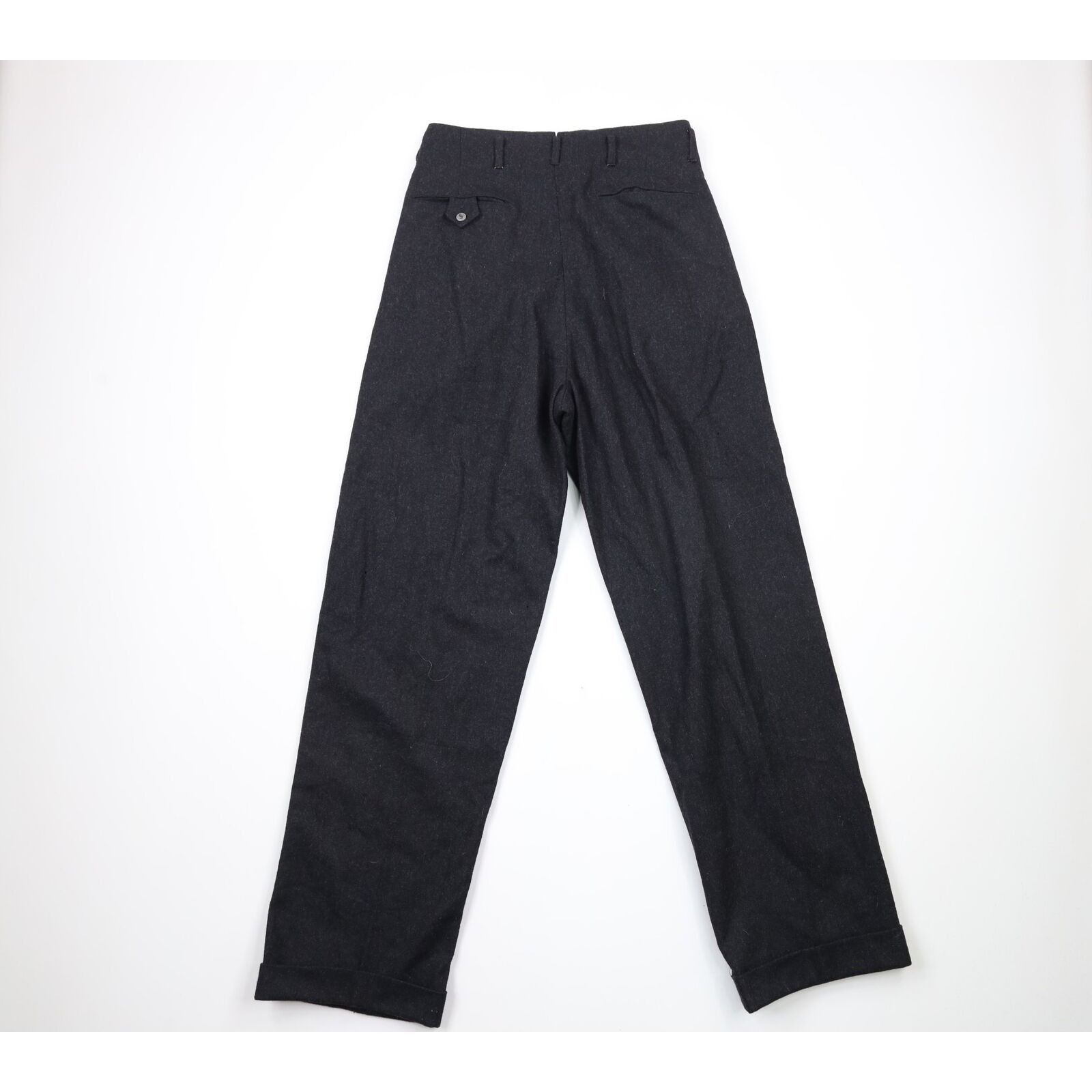 Vintage Vintage 30s Heavyweight Wool Pleated Cuffed Wide Leg Pants Size US 30 / EU 46 - 10 Thumbnail
