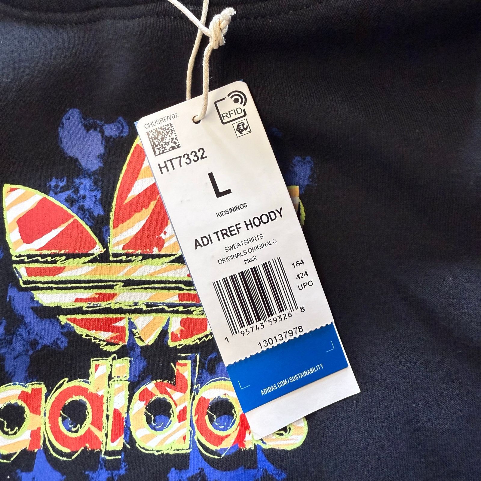 Adidas Adidas Trefoil Hoodie Black/Multicolor Size L Youth Size L / US 10 / IT 46 - 10 Thumbnail