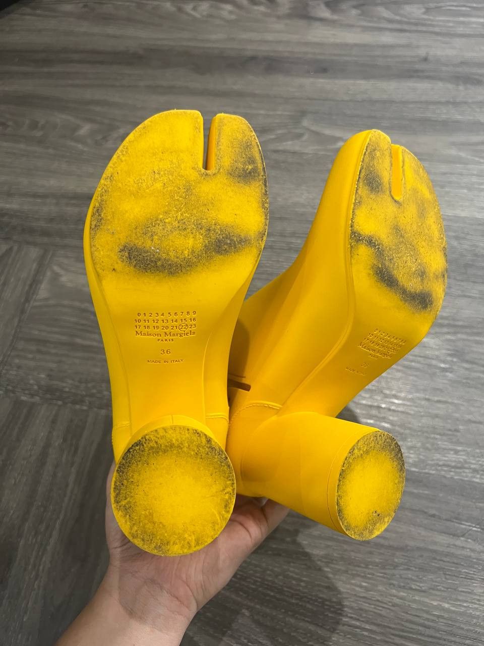 Maison Margiela SS22 Maison Margiela Yellow Recycled Rubber Tabi Boots Size US 6 / IT 36 - 6 Thumbnail