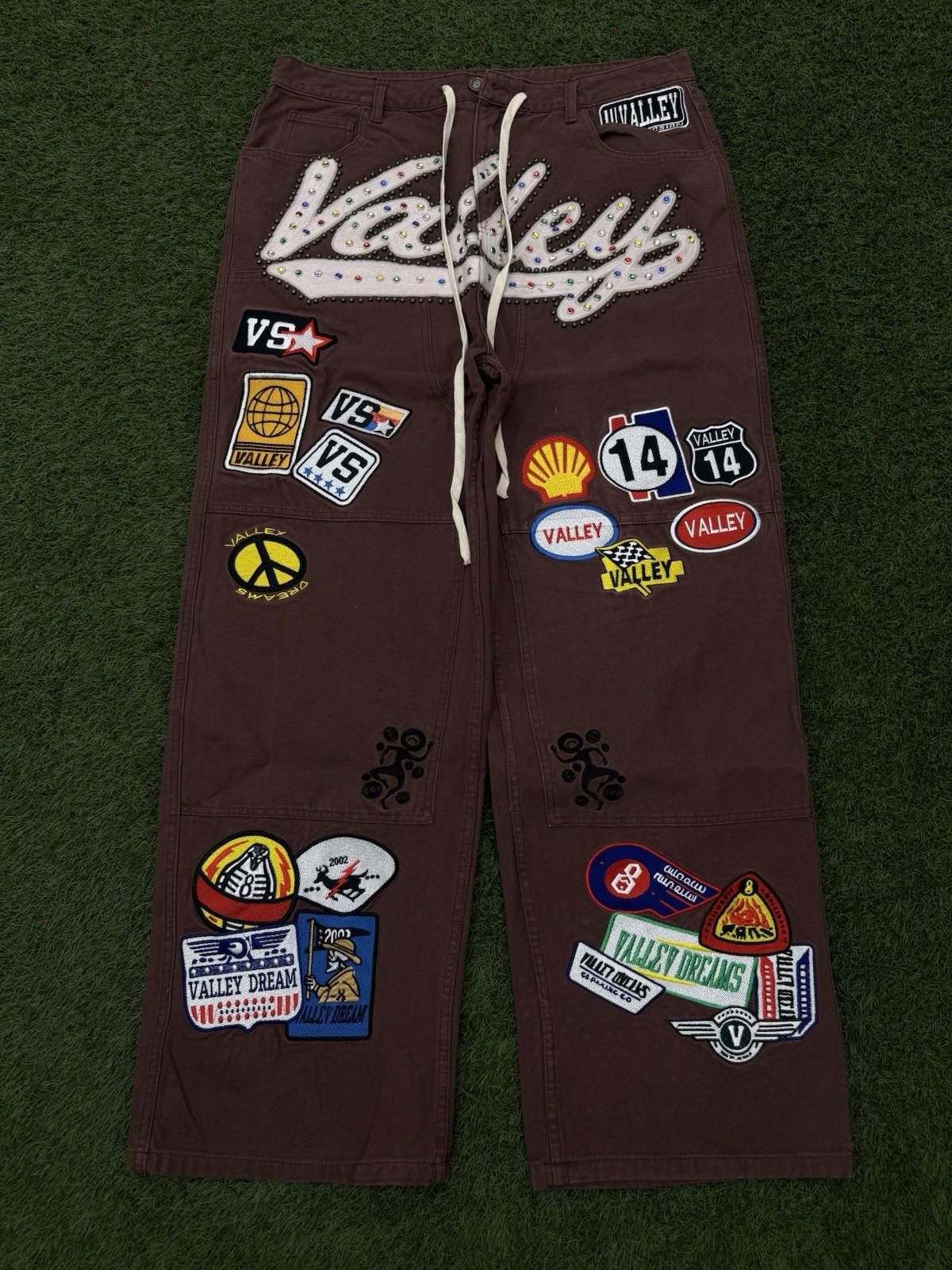 Vale Valley Baggy Patchwork Denim Brown Jeans Size 32 (NEW) Size US 32 / EU 48 - 1 Thumbnail