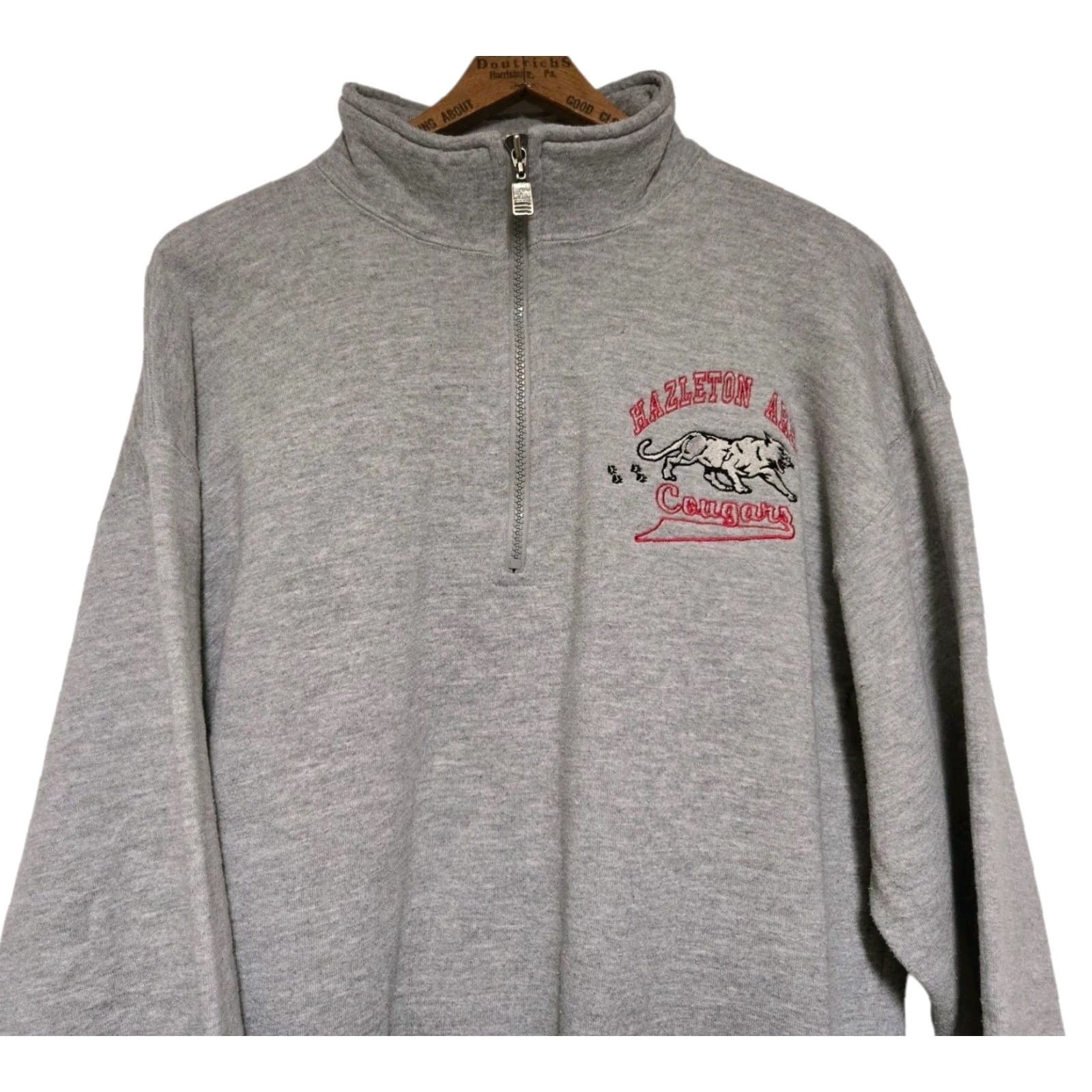 Russell Athletic VINTAGE Russell Athletic Sweatshirt Quarter Zip USA Made Large Gray Hazelton Area Cougars Men L Size US L / EU 52-54 / 3 - 2 Thumbnail
