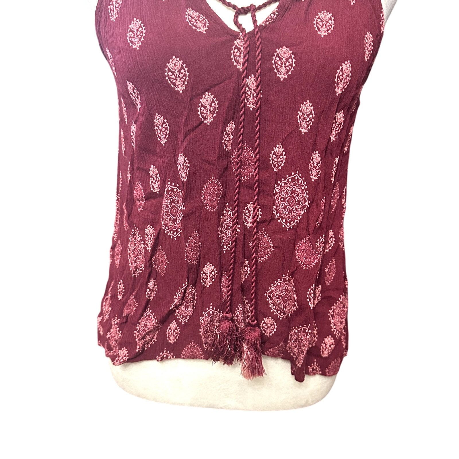 Other LUQ Halter Adjustable Straps Geometric Breathable Burgundy S Size S / US 4 / IT 40 - 3 Thumbnail