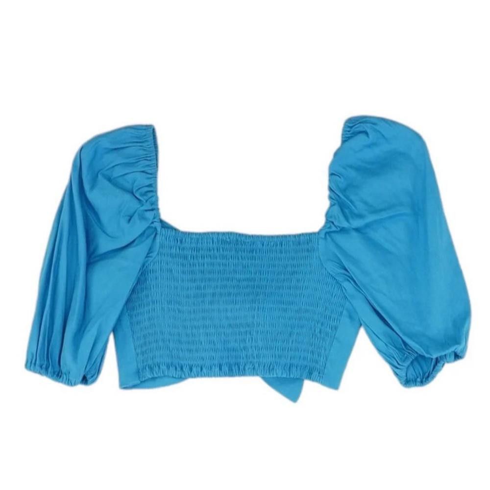 Designer NWT Leyden Blue Crop Tie Top Size M / US 6-8 / IT 42-44 - 2 Thumbnail