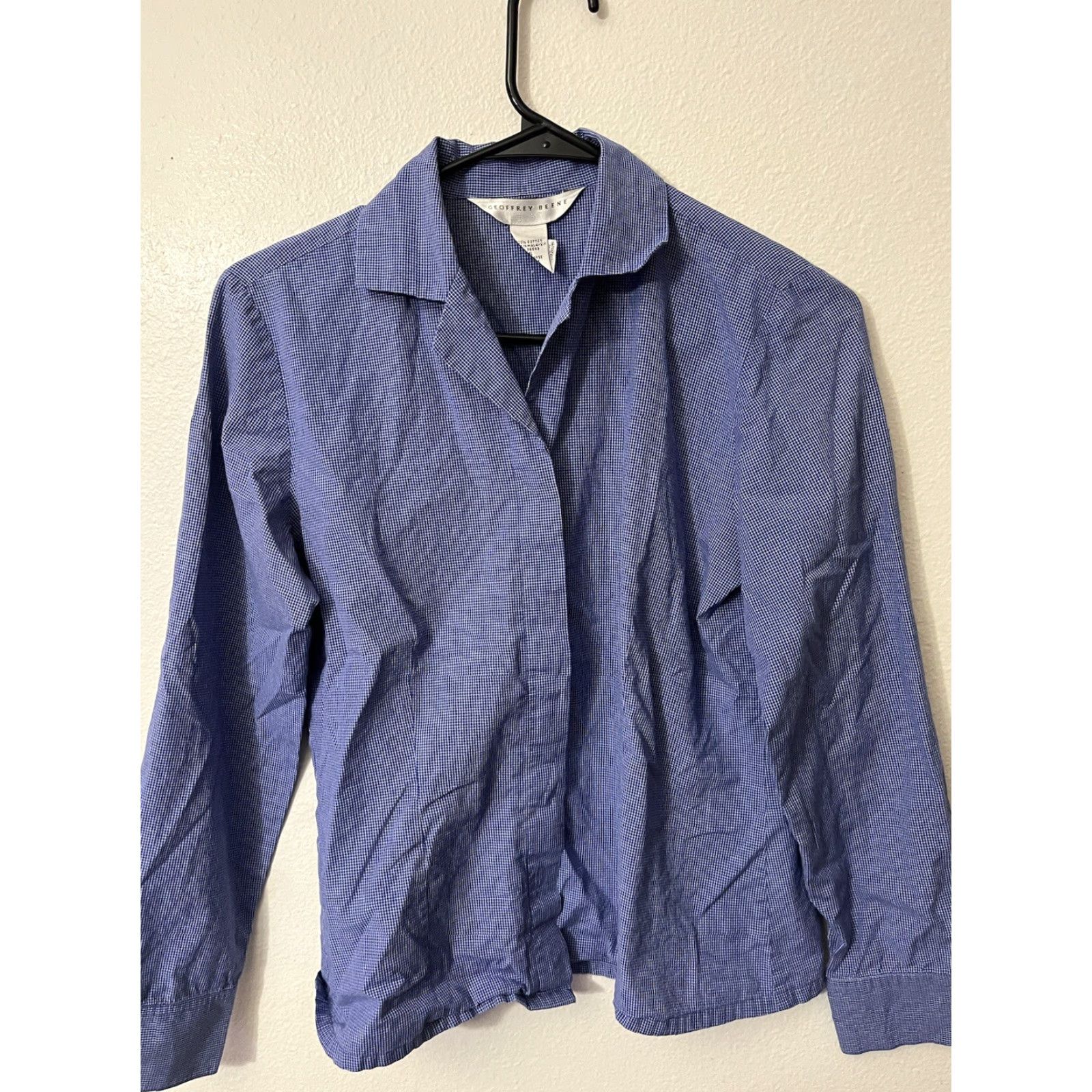 Geoffrey Beene Geoffrey Beene Blue Blouse Shirt Career Button-Down Long Sleeve Woman 6 Slim Office V-Neck Striped 6 Size M / US 6-8 / IT 42-44 - 2 Thumbnail