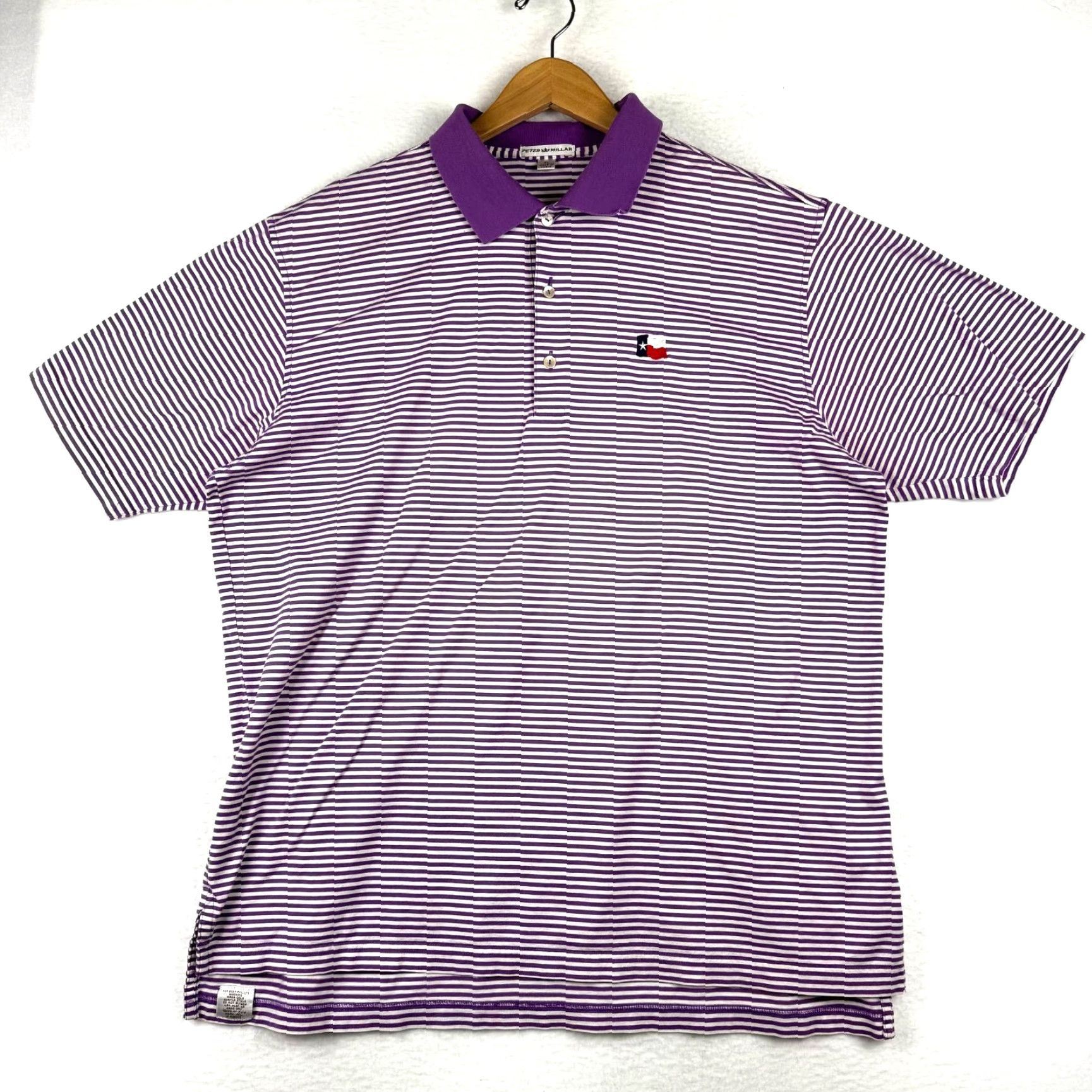 Peter Millar Peter Millar Polo Shirt Men XL Purple Stripe Texas Flag Embroidered Short Sleeve Polo Size US XL / EU 56 / 4 - 2 Thumbnail