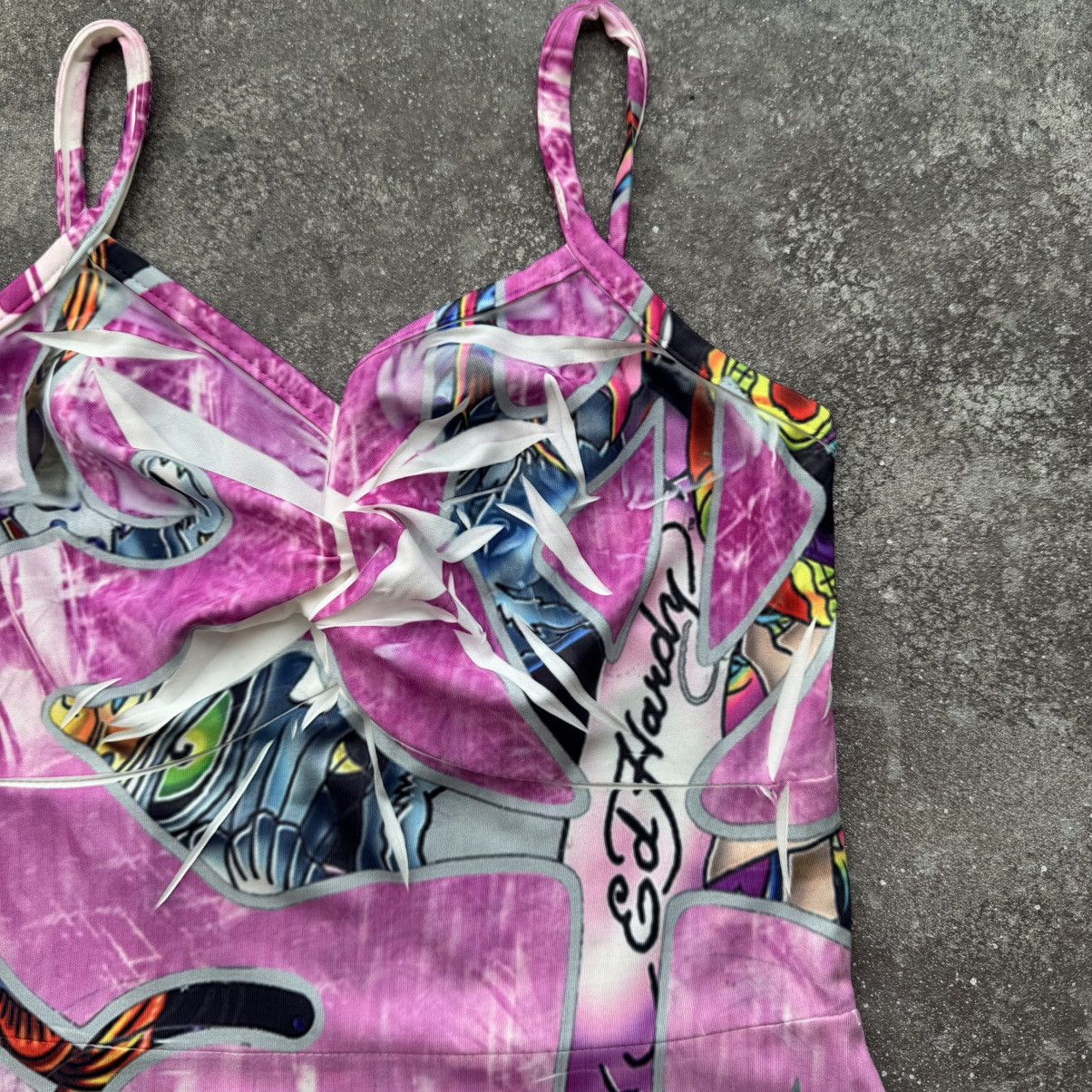 Ed Hardy Ed Hardy Vintage Y2K “True Love Rose” Pink Dress Size S / US 4 / IT 40 - 4 Thumbnail