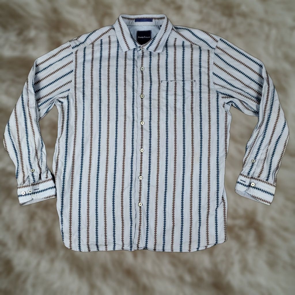 Tommy Bahama Tommy Bahama Shirt Mens XL Blue Striped Button-Up Long Sleeve Cotton Size US XL / EU 56 / 4 - 1 Thumbnail