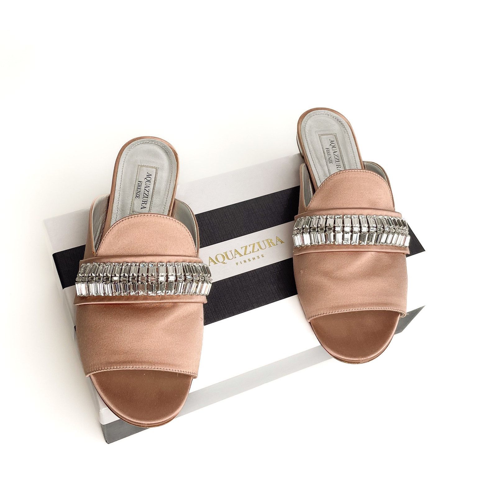 Aquazzura Pink Satin Slides Size US 6.5 / IT 36.5 - 6 Thumbnail