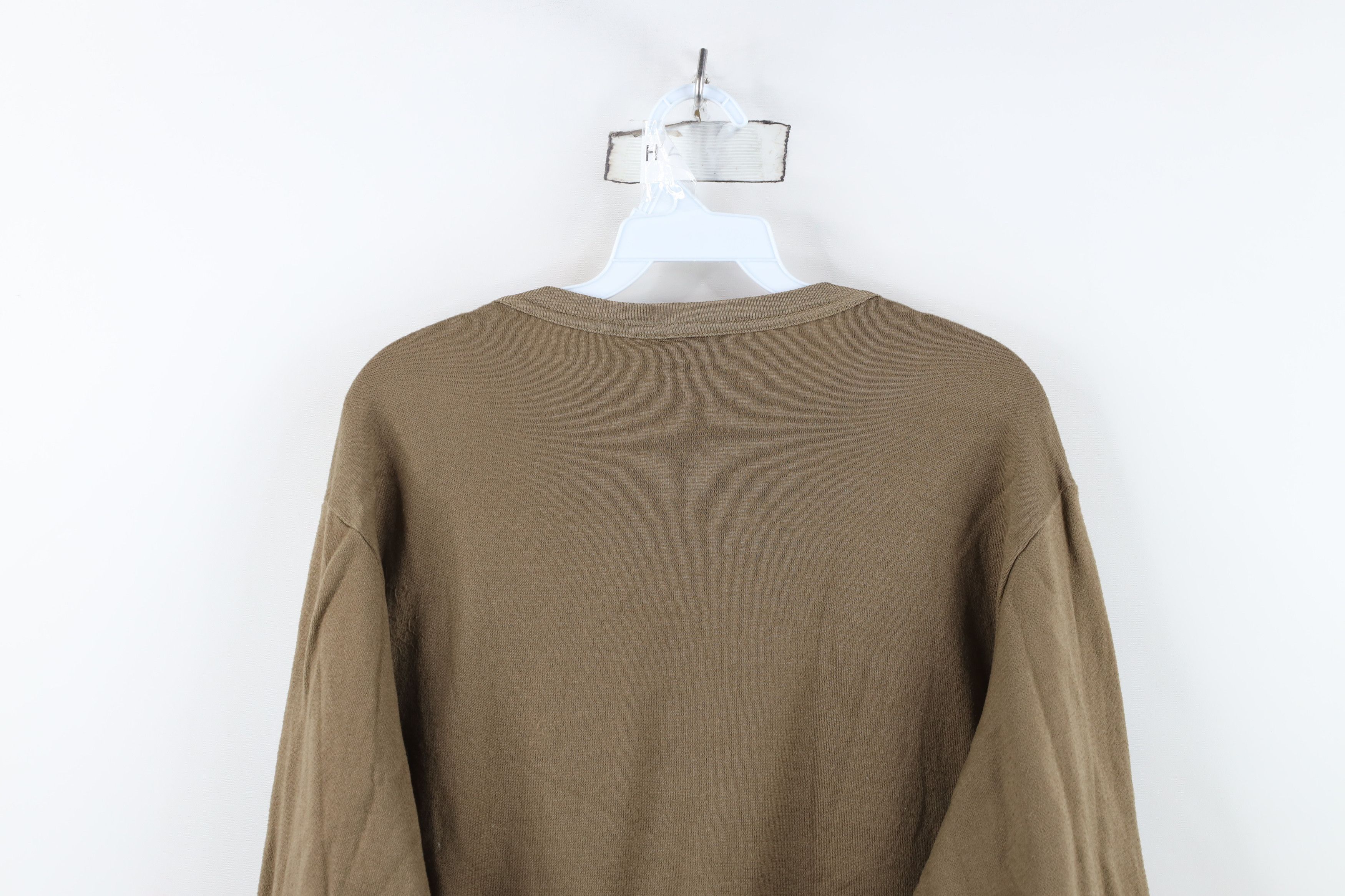 Vintage Vintage 90s Streetwear Blank Thermal Fleece Sweatshirt Brown Size US XL / EU 56 / 4 - 11 Thumbnail