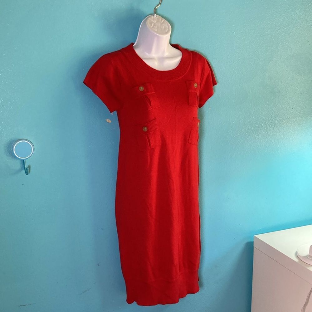 Diane von Furstenberg Diane Von Furstenberg Size P Red Knit Dress “Beliz” Four Poc Size XS / US 0-2 / IT 36-38 - 8 Thumbnail