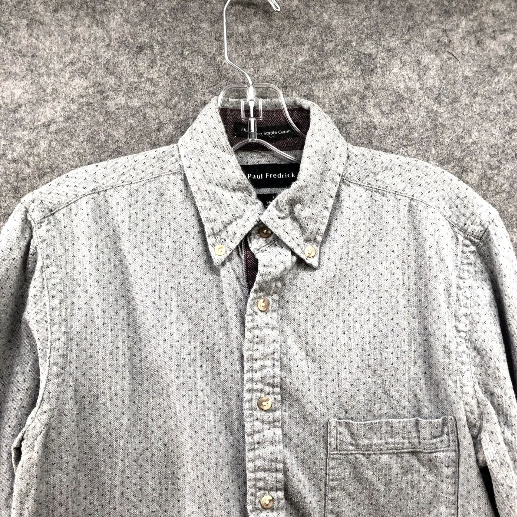 Vintage Paul Fredrick Slim Fit Flannel Shirt Mens Small Gray Geometric Printed Long Sleeve Button-Up Casual Workwear Size US S / EU 44-46 / 1 - 3 Thumbnail
