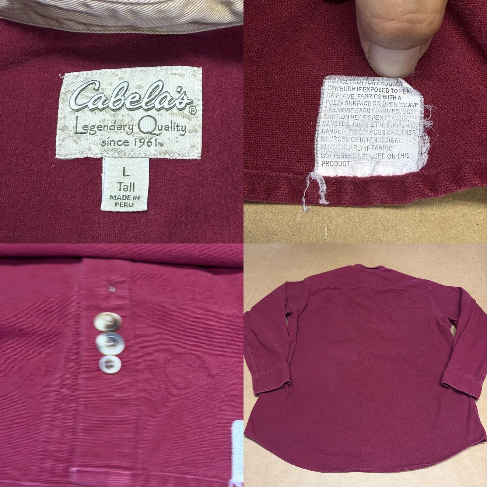 Vintage Cabela's Shirt Mens LT Red Twill Snap Button Long Sleeve Cotton Workwear Size US L / EU 52-54 / 3 - 8 Thumbnail