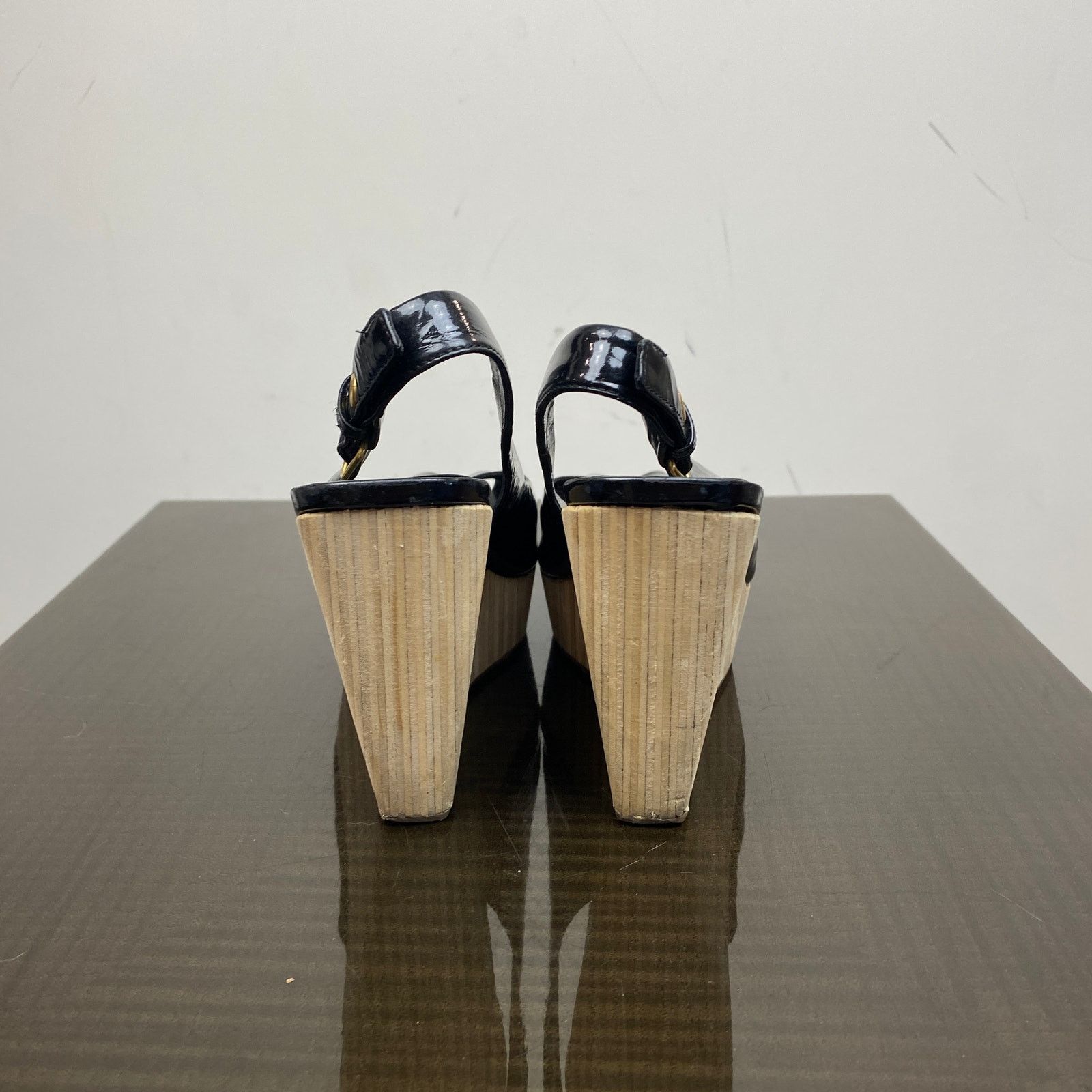 Miu Miu Miu Miu Patent Leather Peep Toe Wedge Heels Slingback 35 Size US 5 / IT 35 - 4 Thumbnail
