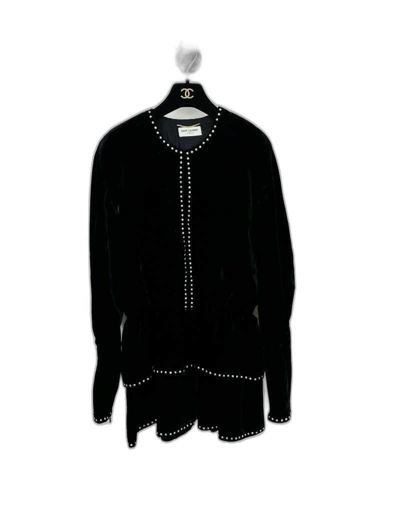 Saint Laurent Velvet Dress with White Beading