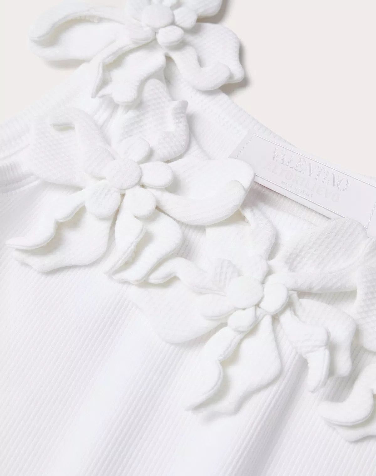 Valentino o1s1wg110525 Embroidered Cotton Jersey Top in White Size M / US 6-8 / IT 42-44 - 7 Thumbnail