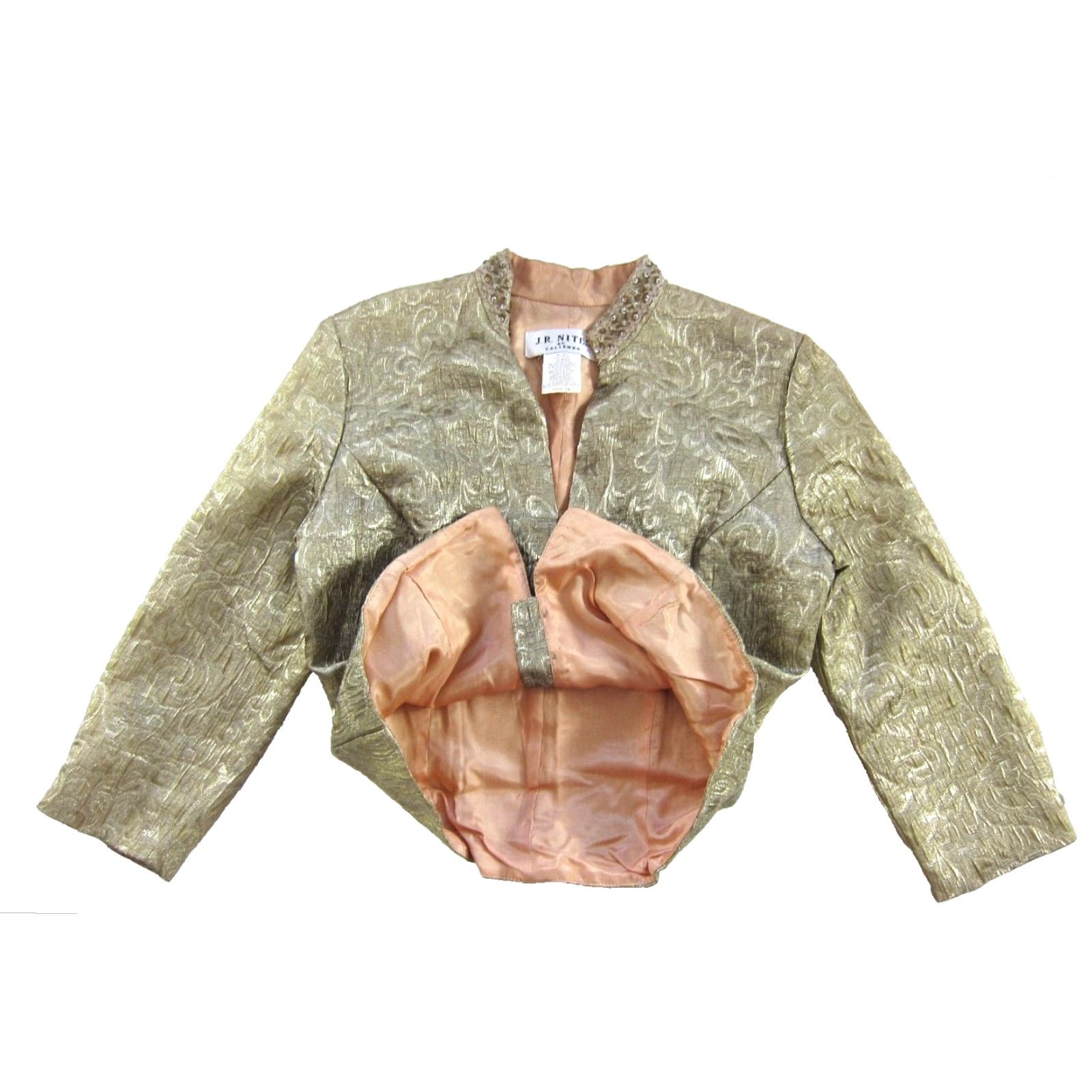 Vintage Vtg J.R. Nites Gold Metallic 3/4 Sleeve Bolero Blazer Jacket Women 10 Size L / US 10 / IT 46 - 6 Thumbnail