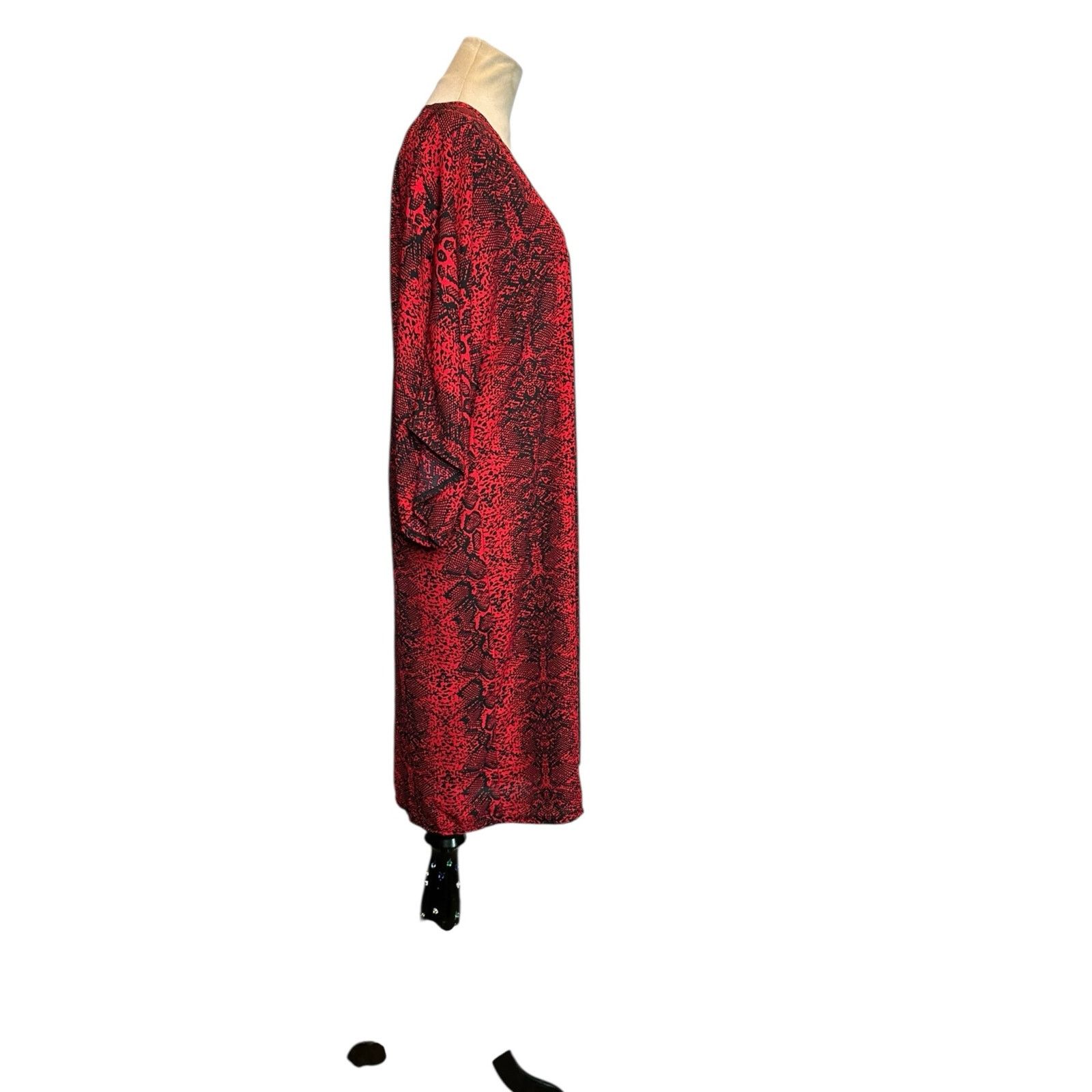 Boohoo Boohoo red black snake print open front long kimono size M/L Size L / US 10 / IT 46 - 6 Thumbnail