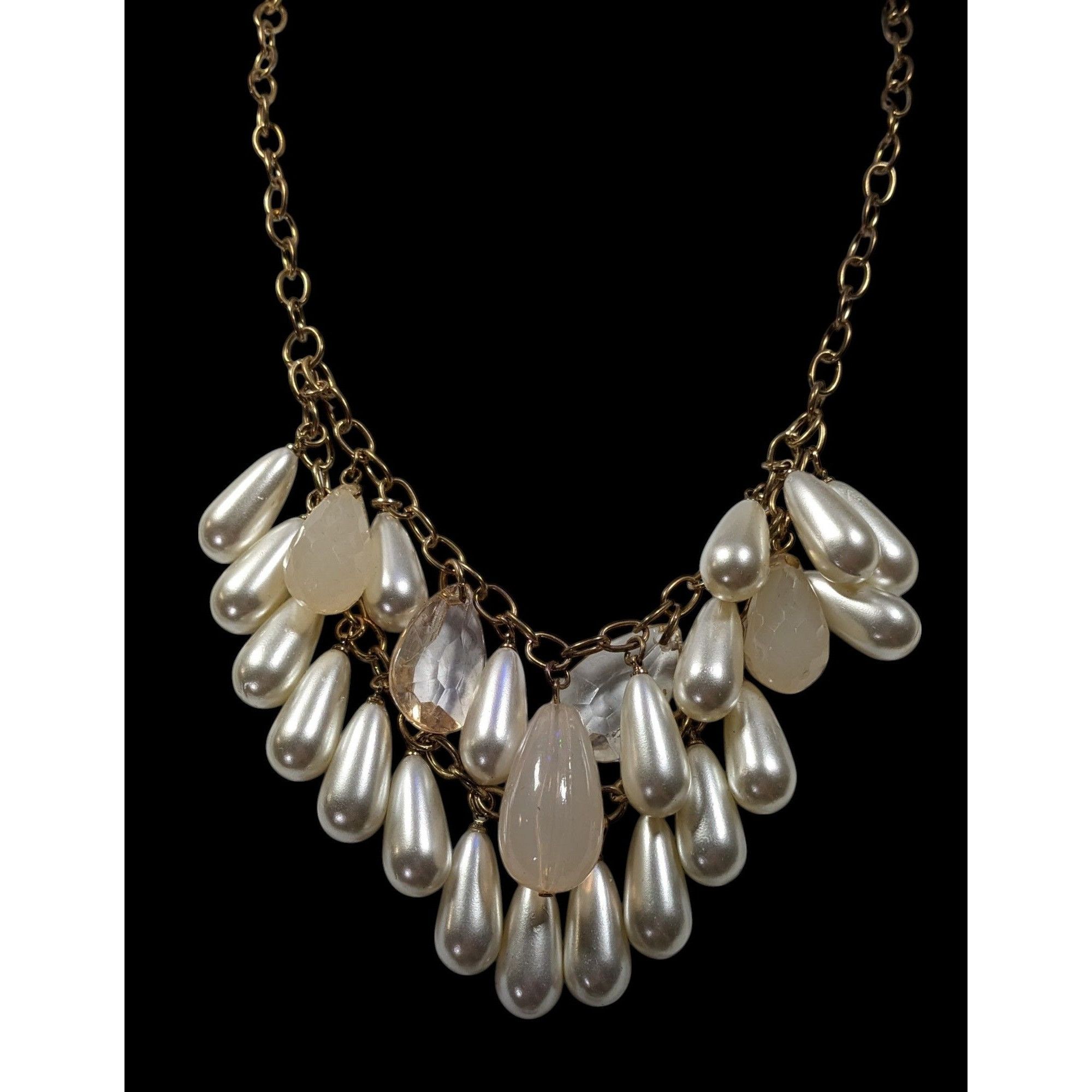 Other Retro Glam Teardrop Faux Pearl And Acrylic Fringe Necklace Size ONE SIZE - 2 Thumbnail