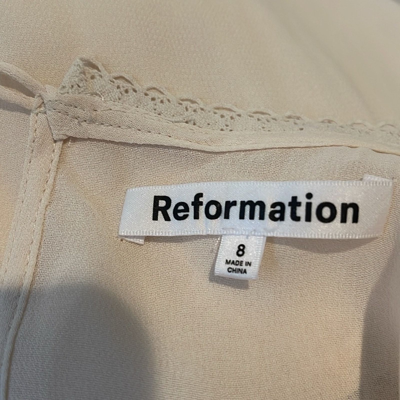 Reformation Reformation Cream Bishop Sleeve A-Line Midi Dress Size 8 Size M / US 6-8 / IT 42-44 - 3 Thumbnail