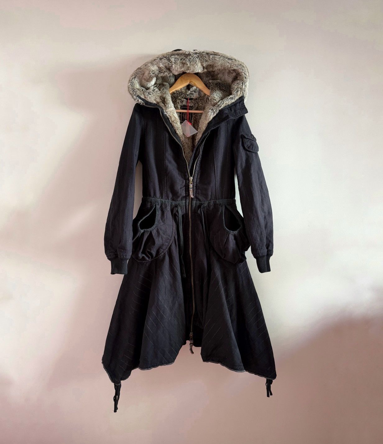 Marithe + Francois Girbaud Marithé François Girbaud Hooded Fur Lined Coat Size L / US 10 / IT 46 - 1 Thumbnail