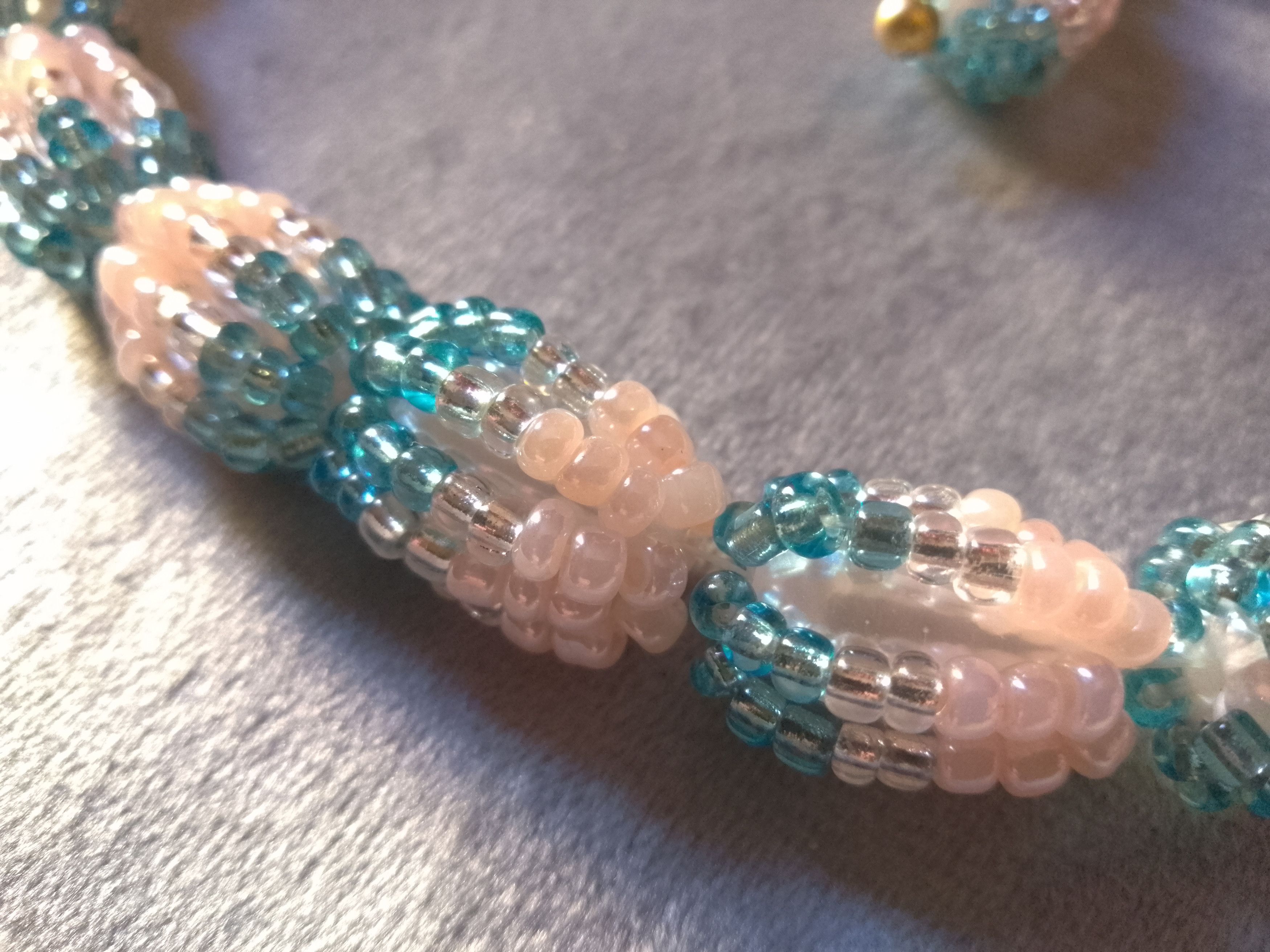 Handmade Necklace Earrings Coated Pearls Pink, silver turquoise, pink Size ONE SIZE - 11 Thumbnail