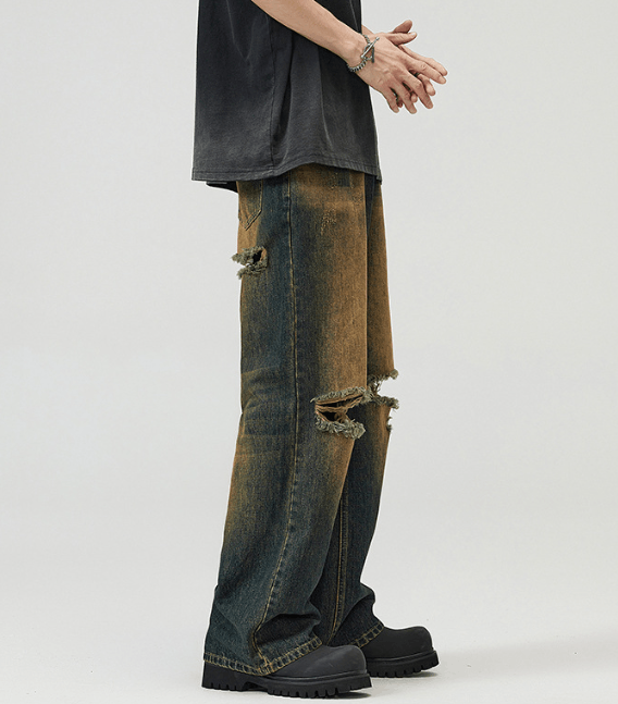 Japanese Brand × Jean American retro distressed baggy ripped jeans Size US 32 / EU 48 - 4 Thumbnail