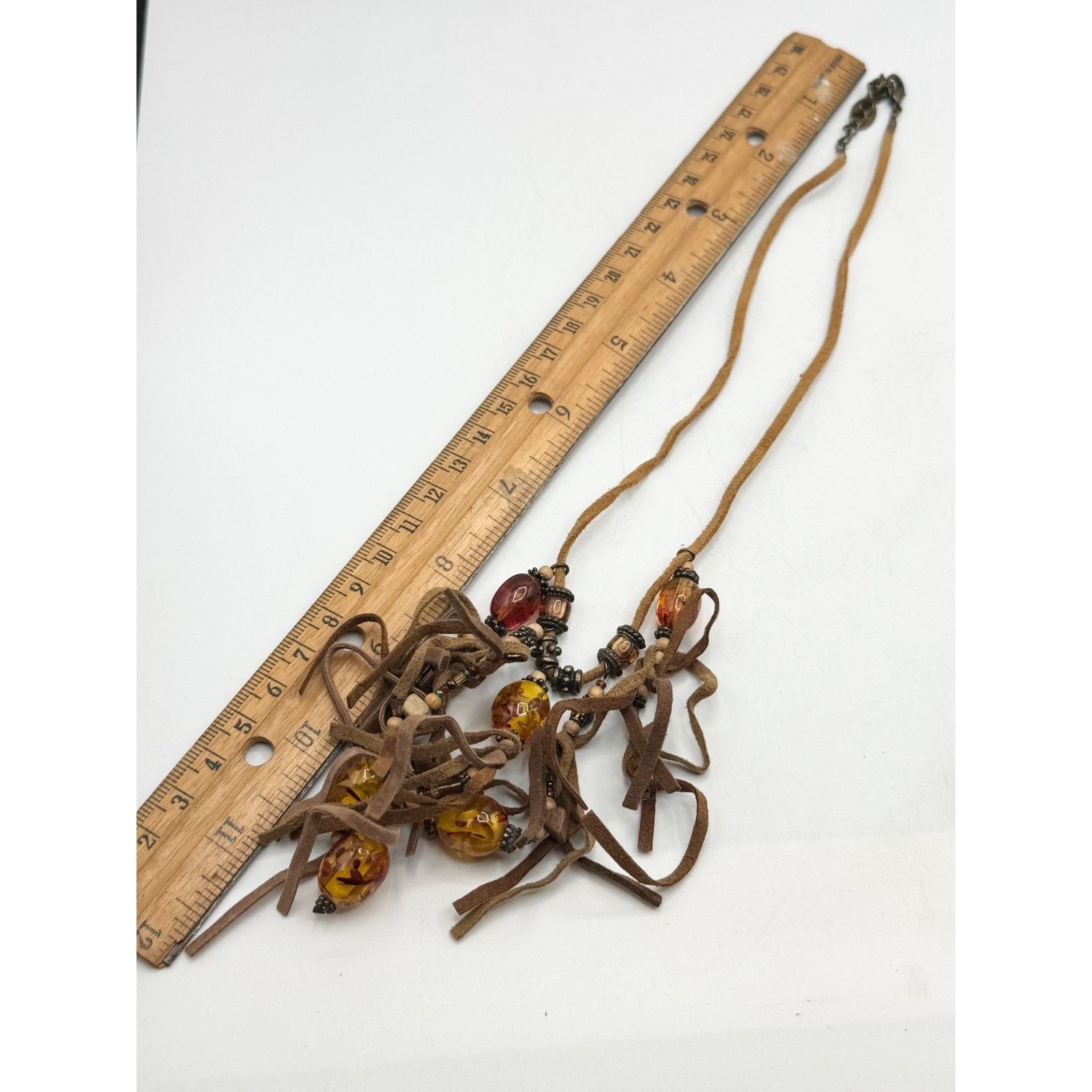 Vintage Vintage brown suede tassel glass bead necklace Size ONE SIZE - 4 Thumbnail