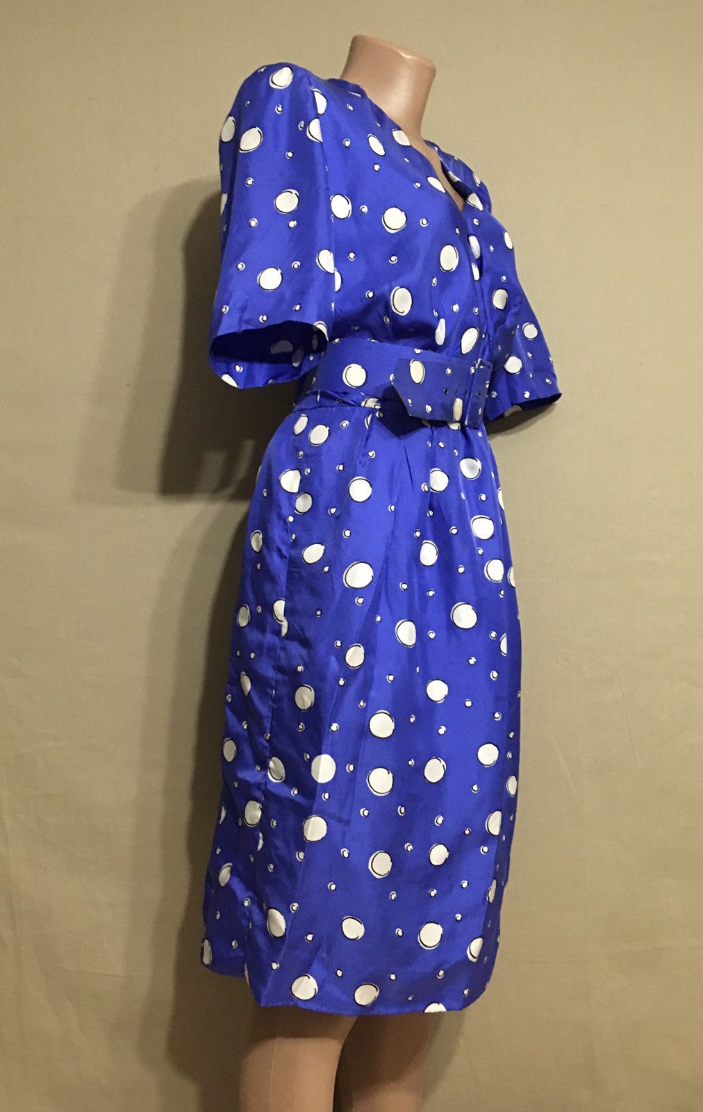 Givenchy × Vintage Givenchy Nouvelle Boutique Silk DressBlue White Polka Dots Size S / US 4 / IT 40 - 6 Thumbnail