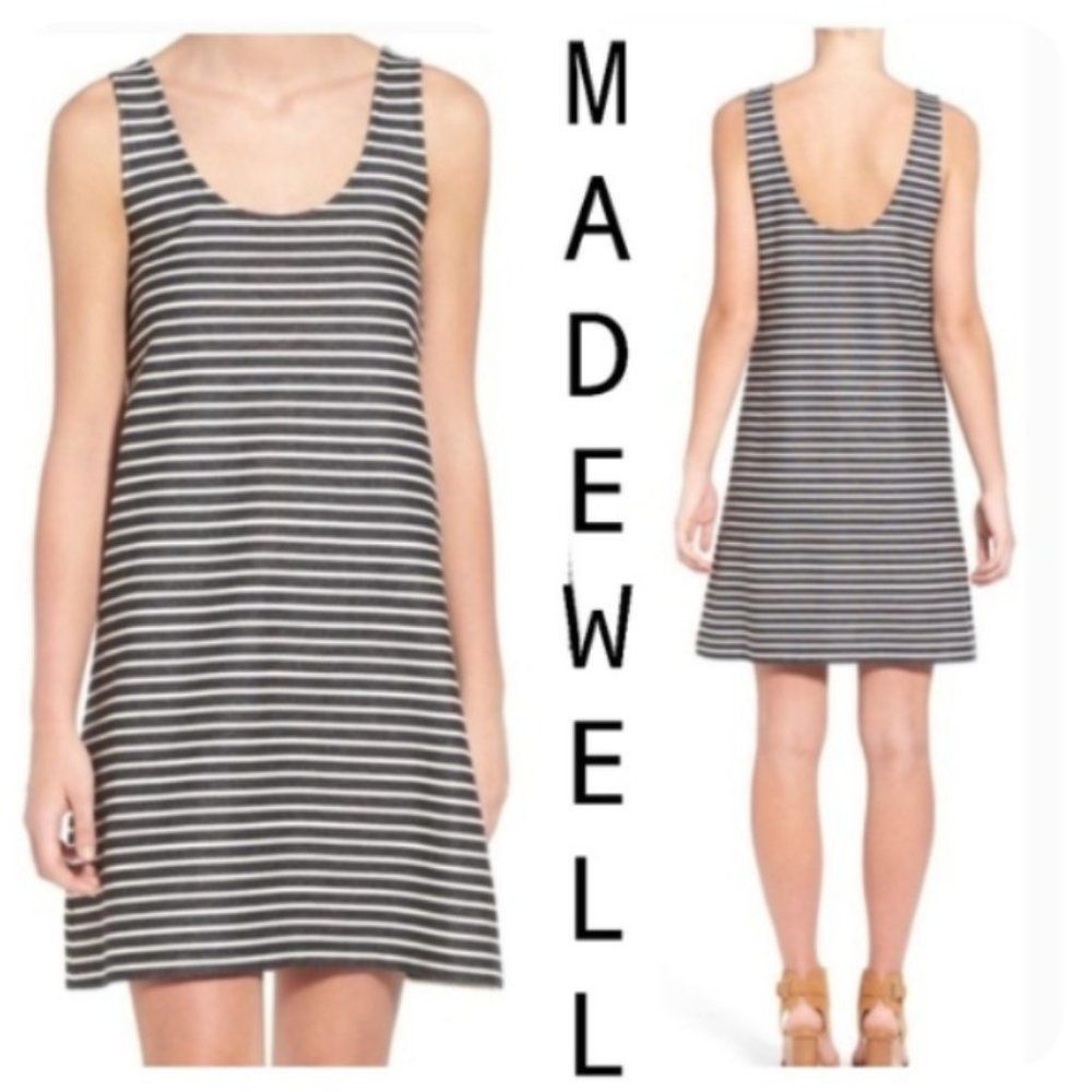 Madewell Madewell Womens Size M Gray Black Striped Short Summer Cotto Size M / US 6-8 / IT 42-44 - 2 Thumbnail