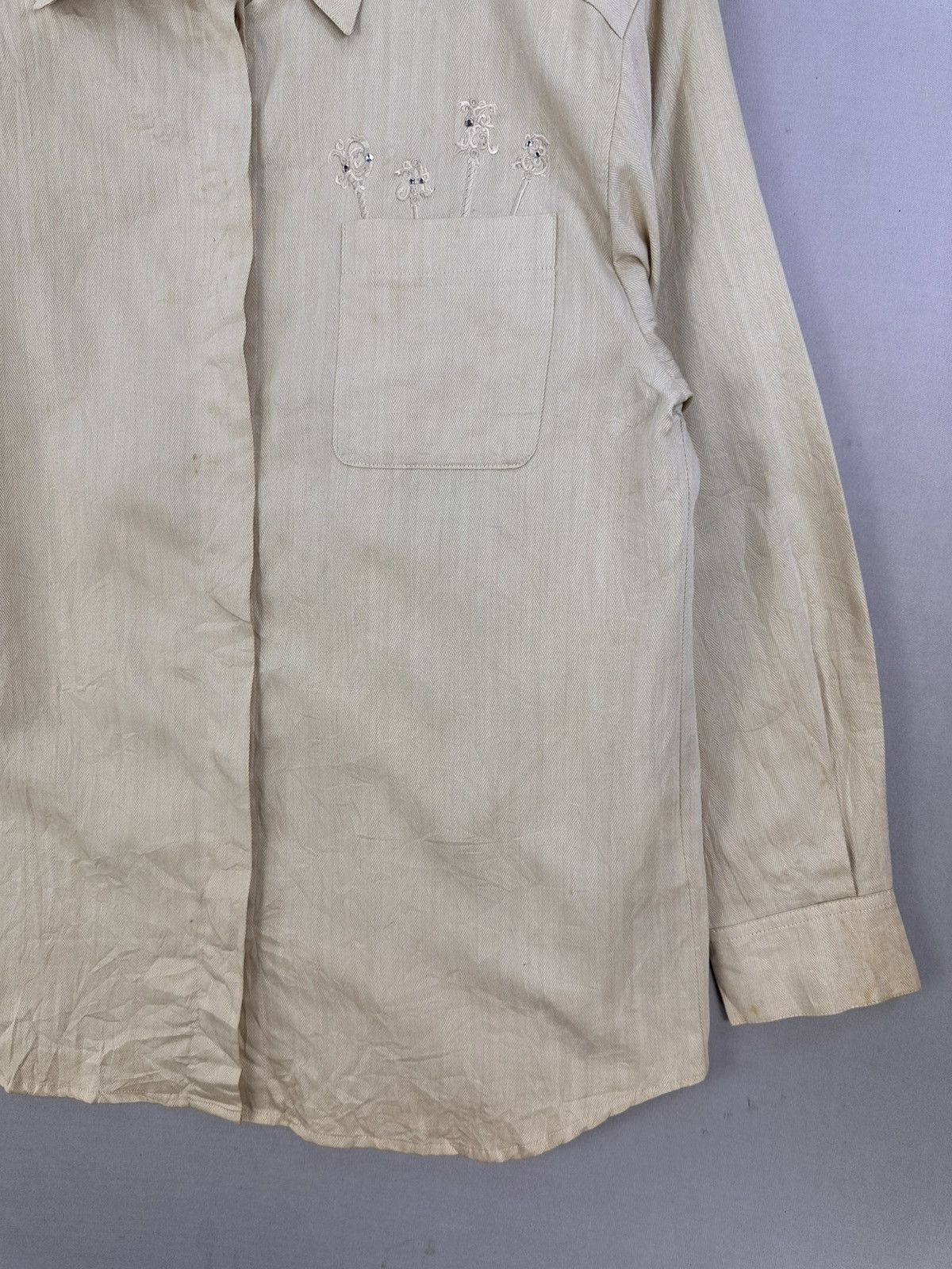 DAKS Daks London HBT Herringbone Twill Flannel Shirt Size M / US 6-8 / IT 42-44 - 3 Thumbnail
