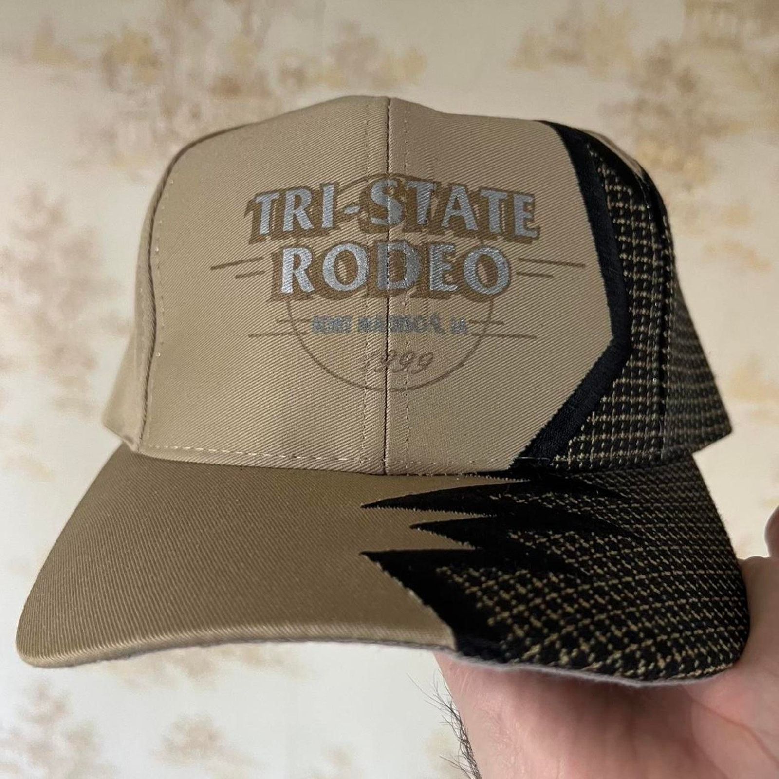 Vintage 1999 Tri-State Rodeo Hat | Tan Shockwave Strapback | OSFA Size ONE SIZE - 1 Thumbnail