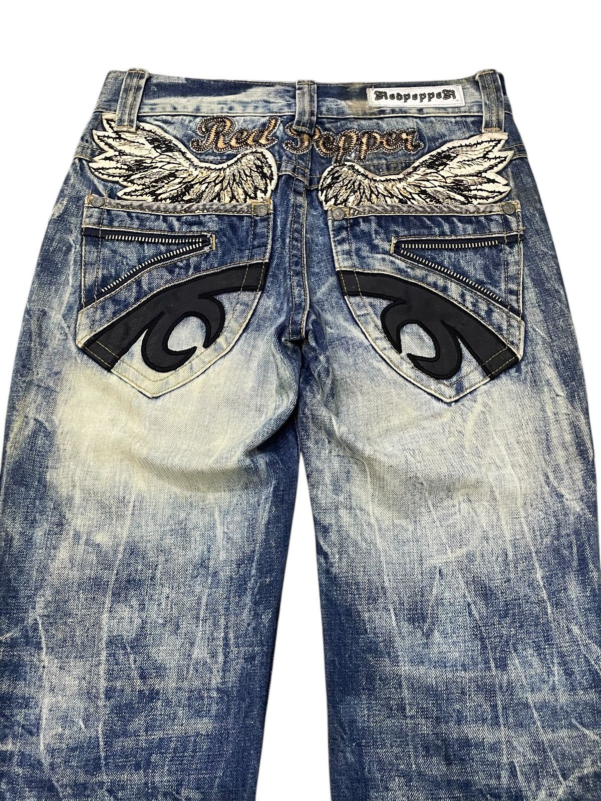If Six Was Nine × LOWBOX × Le Grande Bleu (L.G.B.) Red Papper Japan Feather Wings Embellish Shatter Glass Jeans Size US 30 / EU 46 - 18 Thumbnail