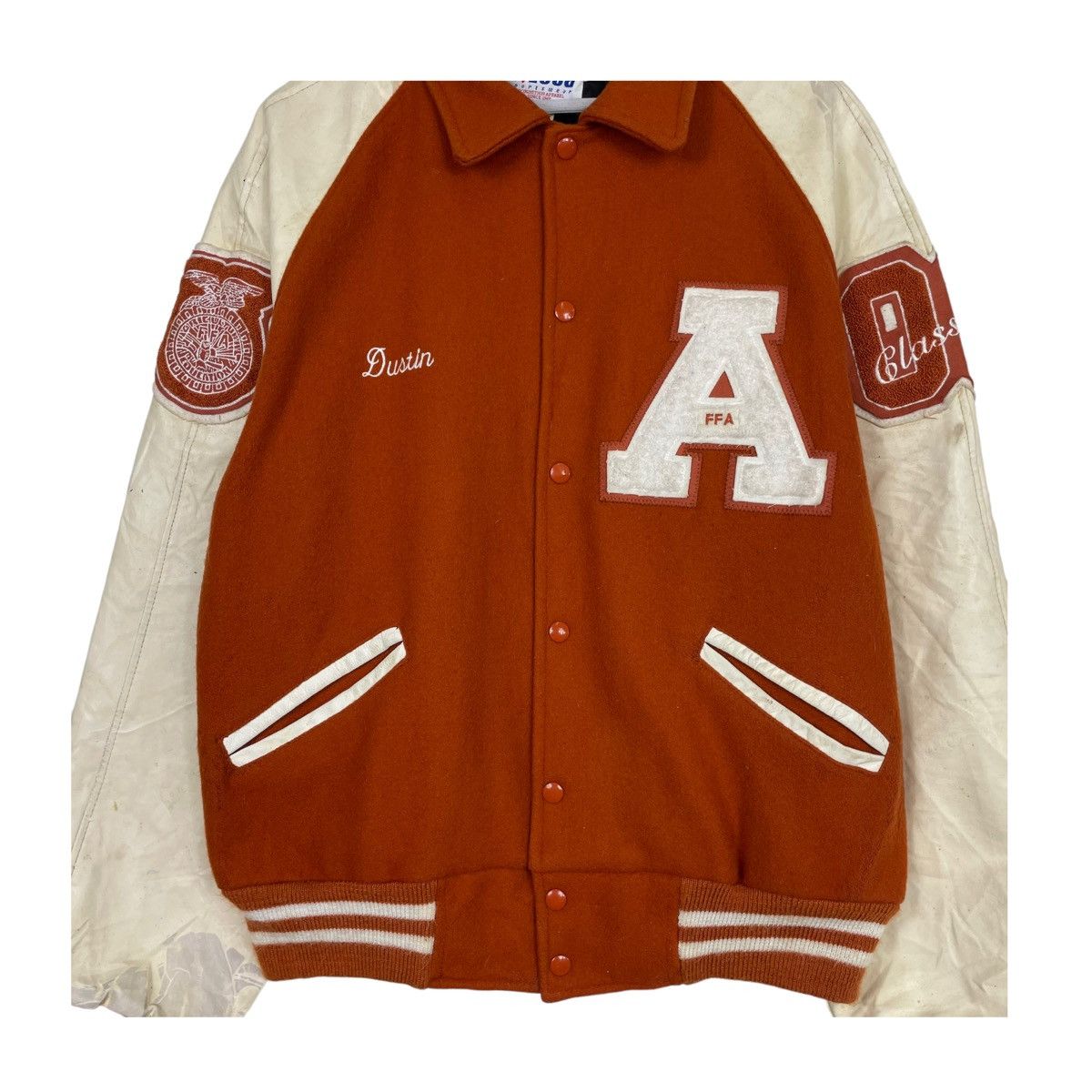 Vintage 💥90s FFA VARSITY BUTTON BOMBER JACKET Size US XL / EU 56 / 4 - 4 Thumbnail