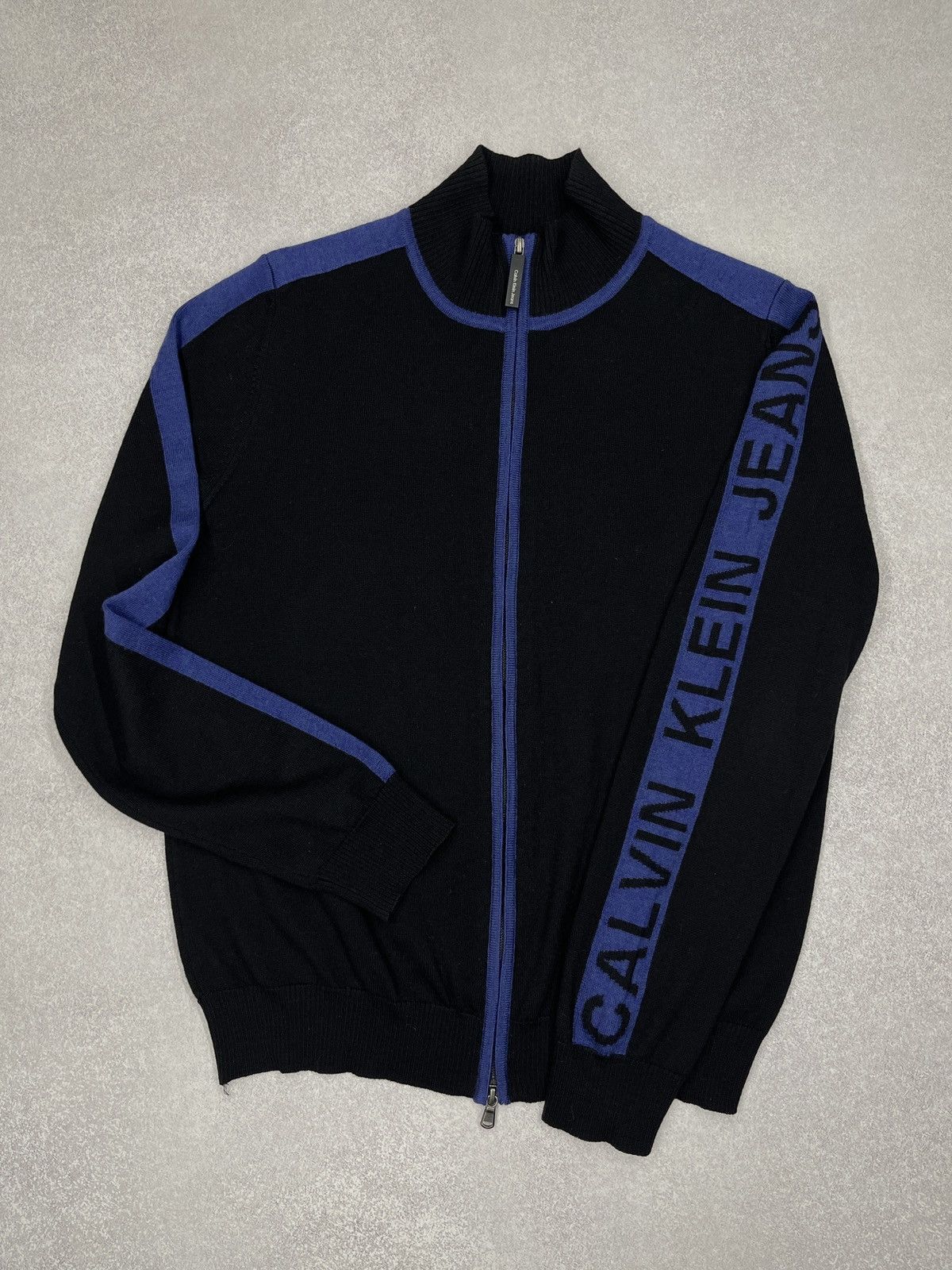 Calvin Klein Mens Calvin Klein Knitted Olympic Jacket Zip Black Big Logo Size US M / EU 48-50 / 2 - 2 Thumbnail
