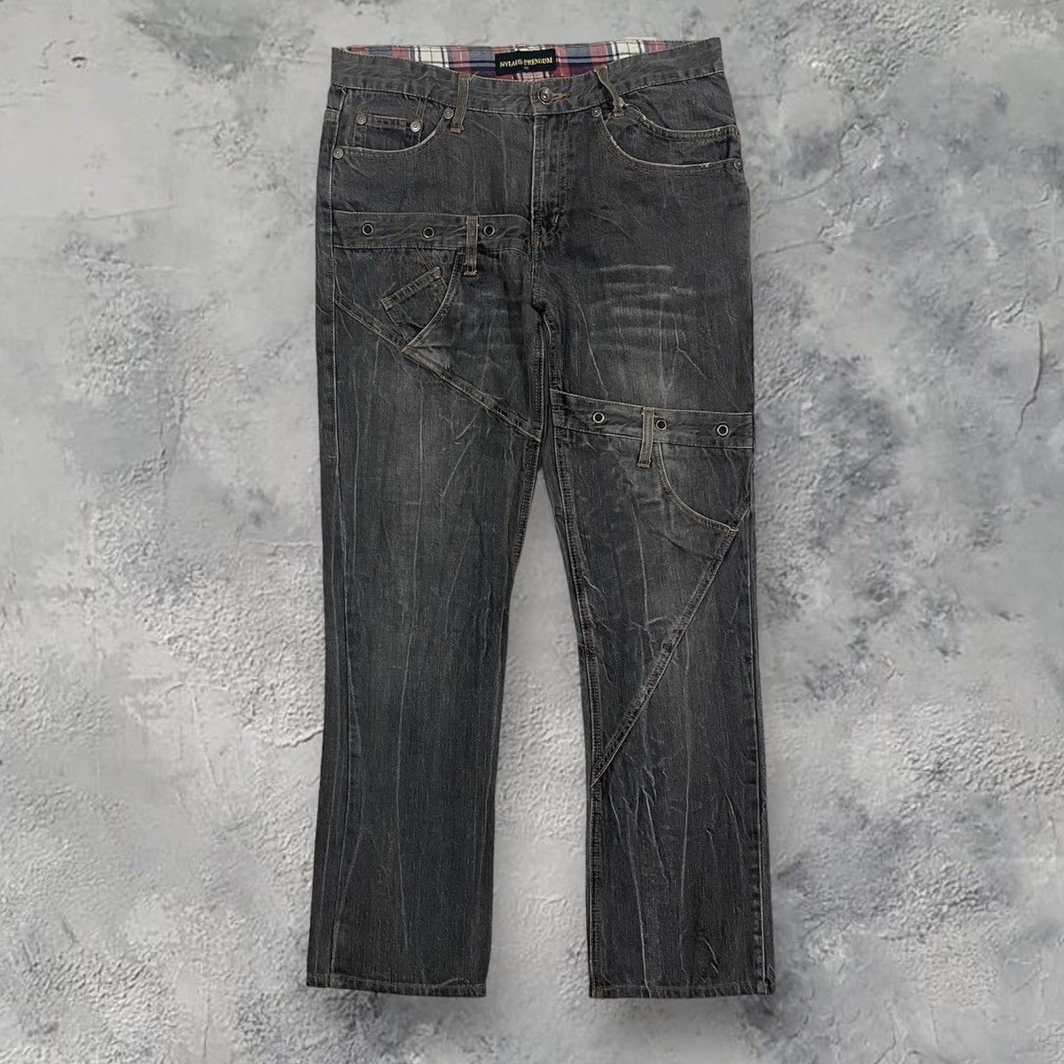 image of Archival Clothing x Avant Garde Nylaus Premium Hardcore Punk Jeans in Grey, Men's (Size 35)