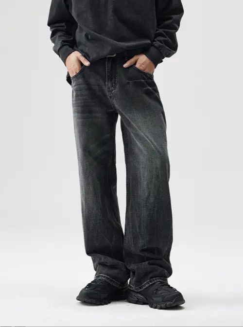 Japanese Brand × Jean Men's loose distressed washed wide-leg high street jeans Size US 32 / EU 48 - 2 Thumbnail