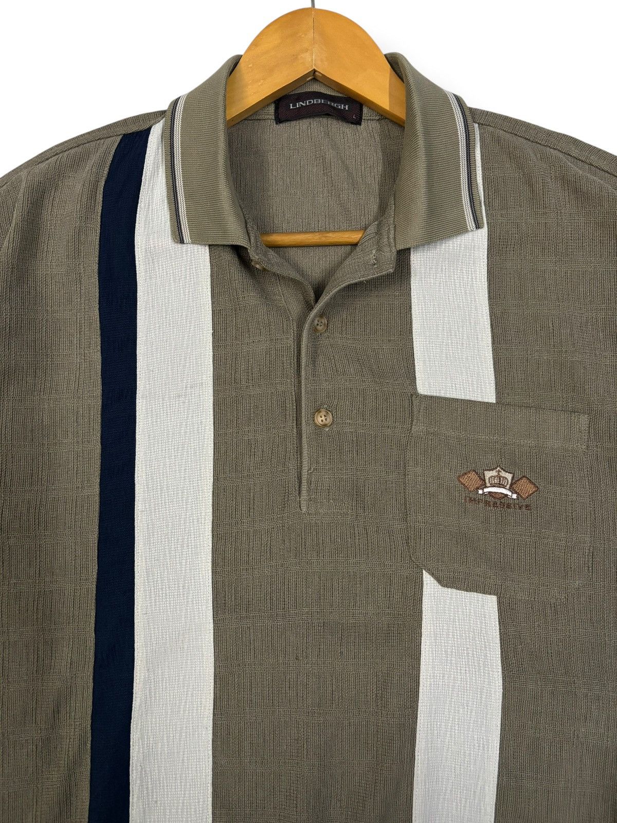 Japanese Brand Vintage Lindbergh Stripes Technical Knit Pocket Polo Shirt Size US M / EU 48-50 / 2 - 4 Thumbnail