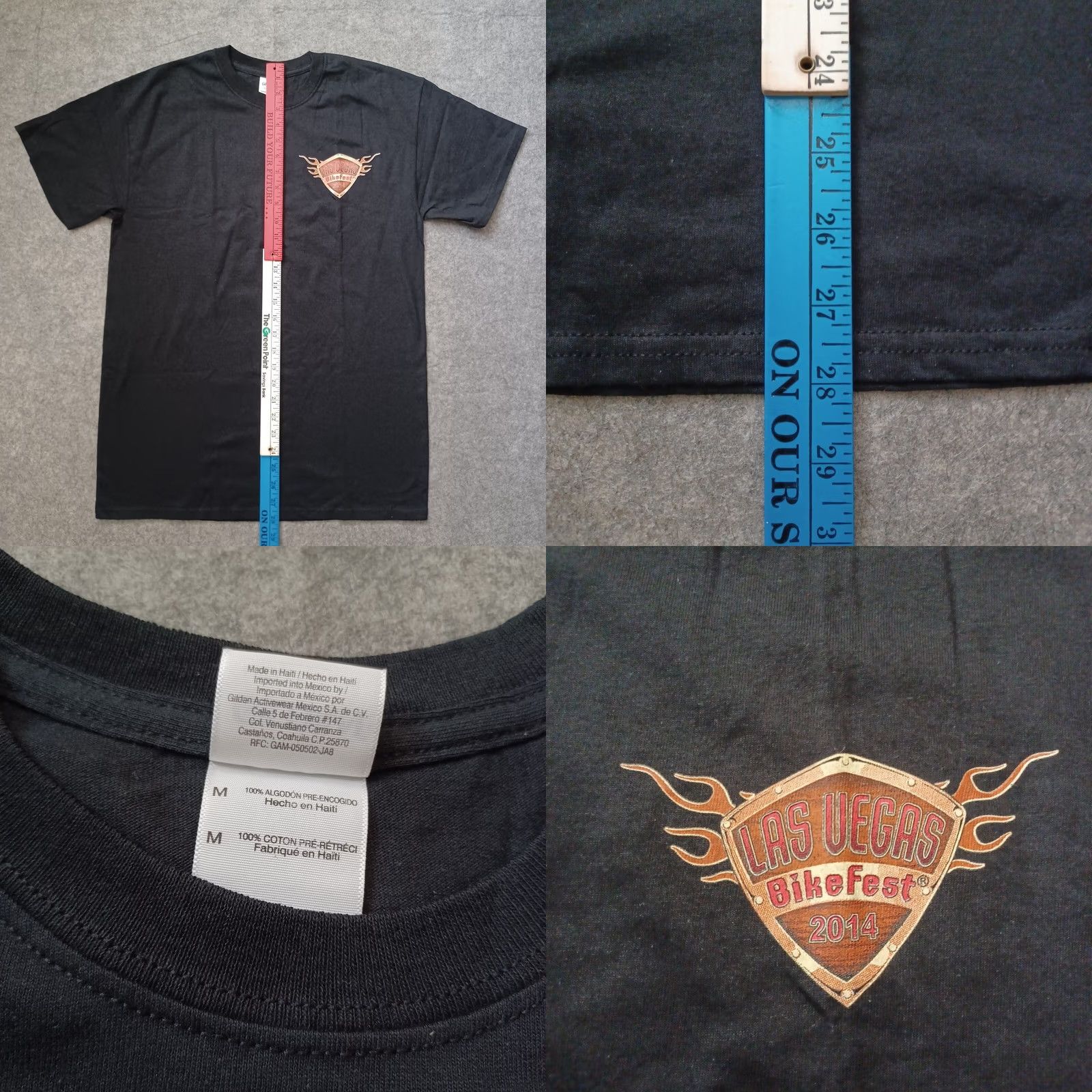 Gildan Gildan Men T-Shirt Black Las Vegas Bike Fest 2014 Motorcycle Front Back Graphic CC Crew Neck M Size US M / EU 48-50 / 2 - 8 Thumbnail