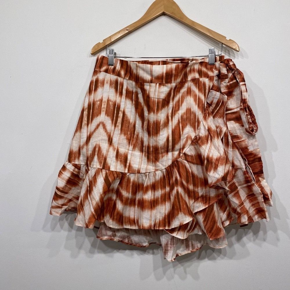 Banana Republic Banana Republic Linen Wrap Zebra Rust Colored Skirt Size XL Size 34" / US 12 / IT 48 - 1 Thumbnail