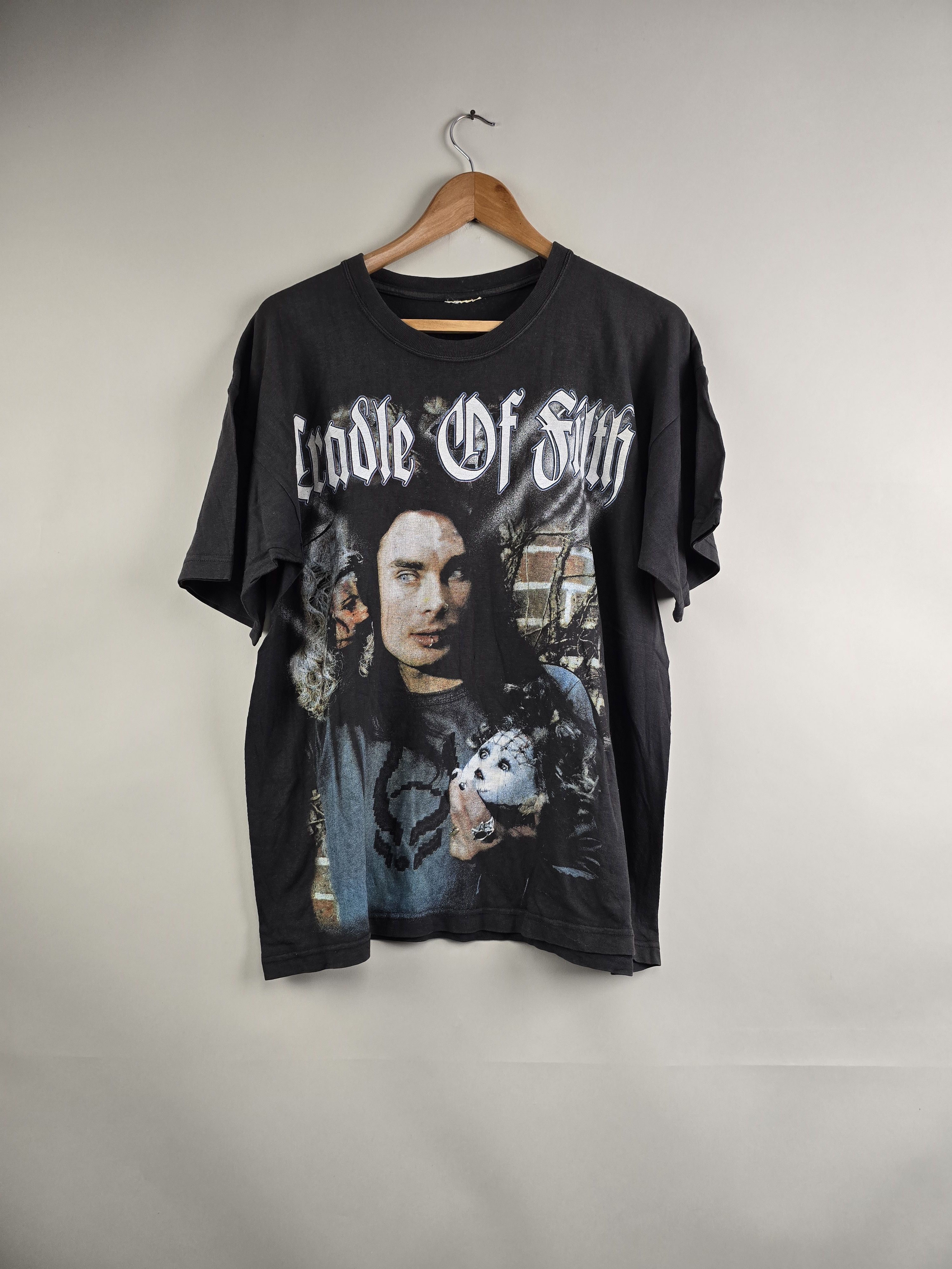 Band Tees × Vintage 90s Cradle Of Filth Dani Filth Bootleg L 22