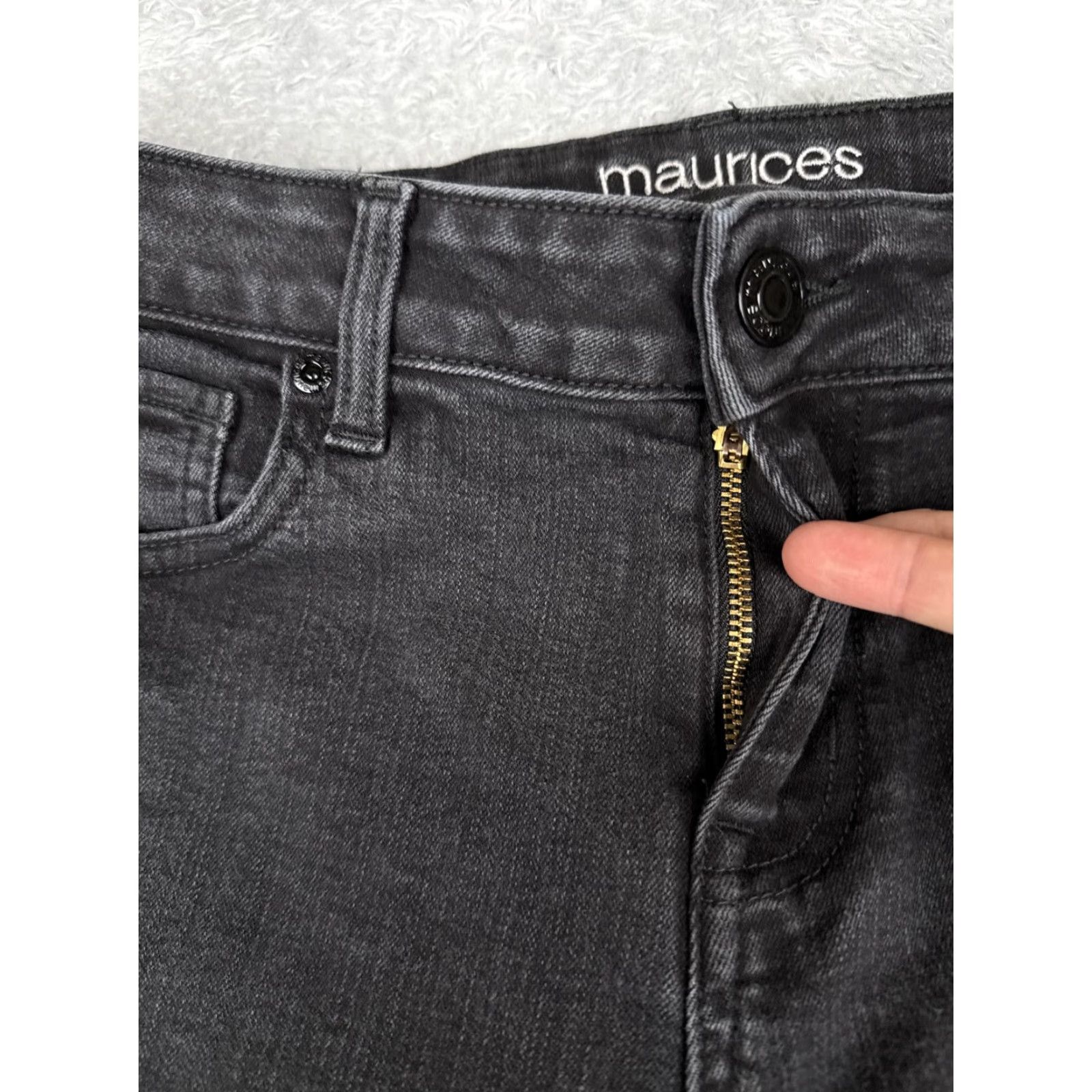 Vintage Maurices Jeans Womens 8 Gray Mid Rise Bootcut 28x31 Charcoal Wash Denim Stretch Size 30" / US 8 / IT 44 - 5 Thumbnail