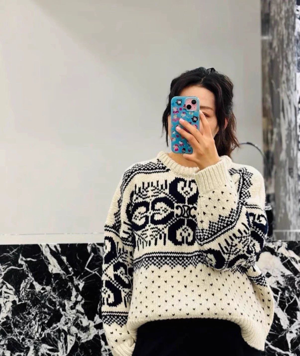Celine Celine Triomphe Fair Isle Wool-Cashmere Sweater M Size M / US 6-8 / IT 42-44 - 6 Thumbnail