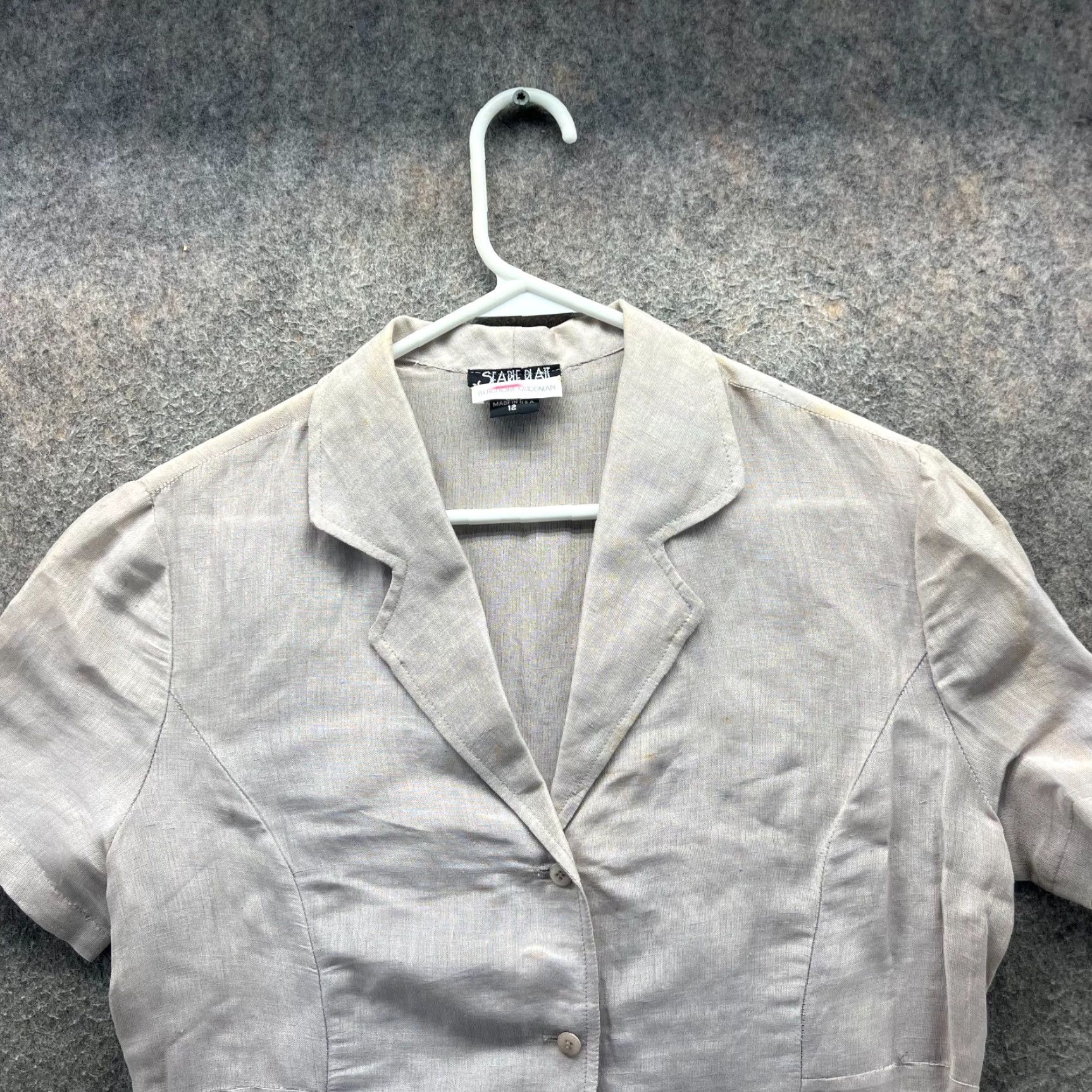 Bergdorf Goodman Searle blatt Dress Women 12 Beige Button Down Linen Dress Shirt 70s Casual Midi Woven Pockets Shirt Dress Womens Size XL / US 12-14 / IT 48-50 - 7 Thumbnail