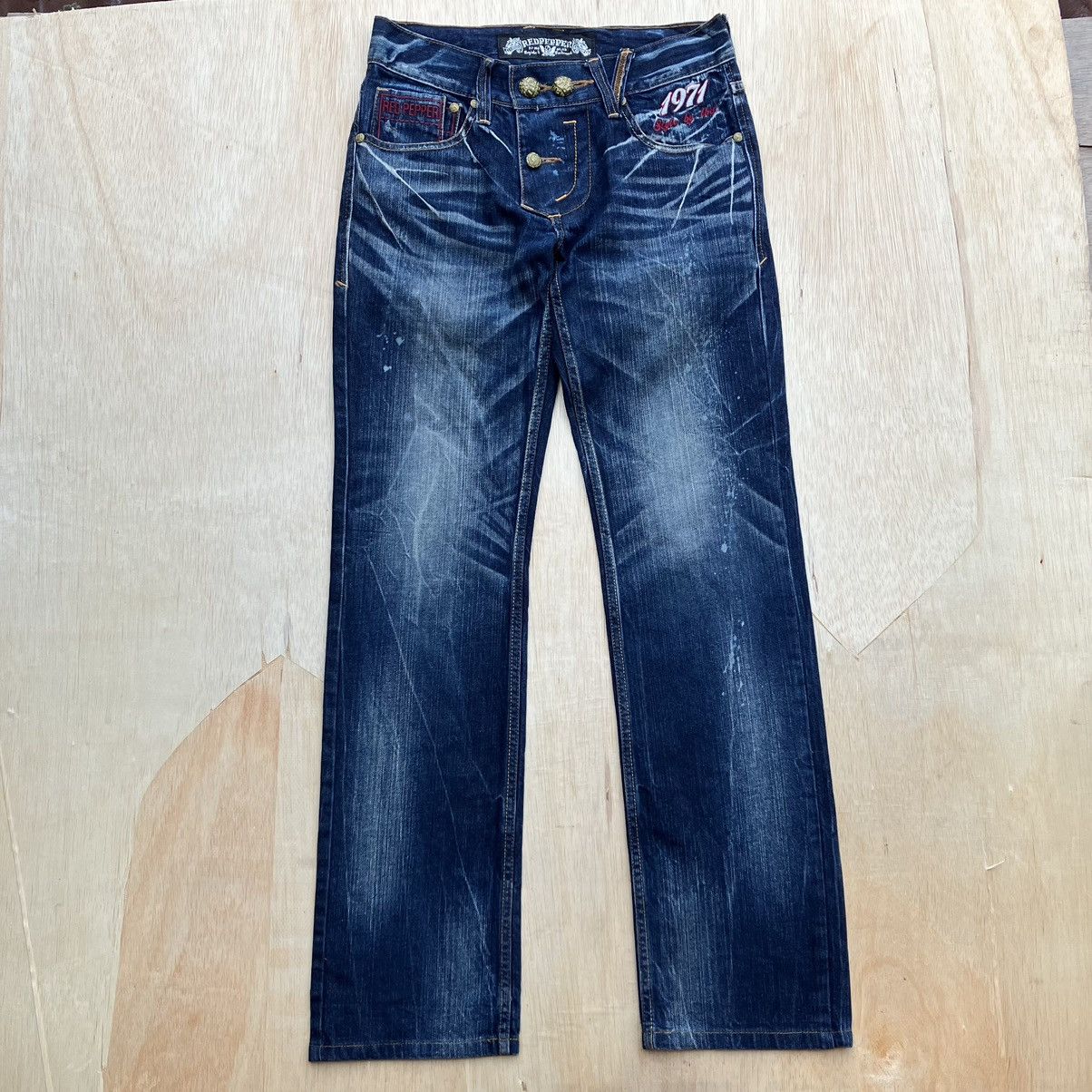 Designer × Vintage RED PEPPER DISTRESSED DENIM UNIQUE POCKET Size US 30 / EU 46 - 9 Thumbnail