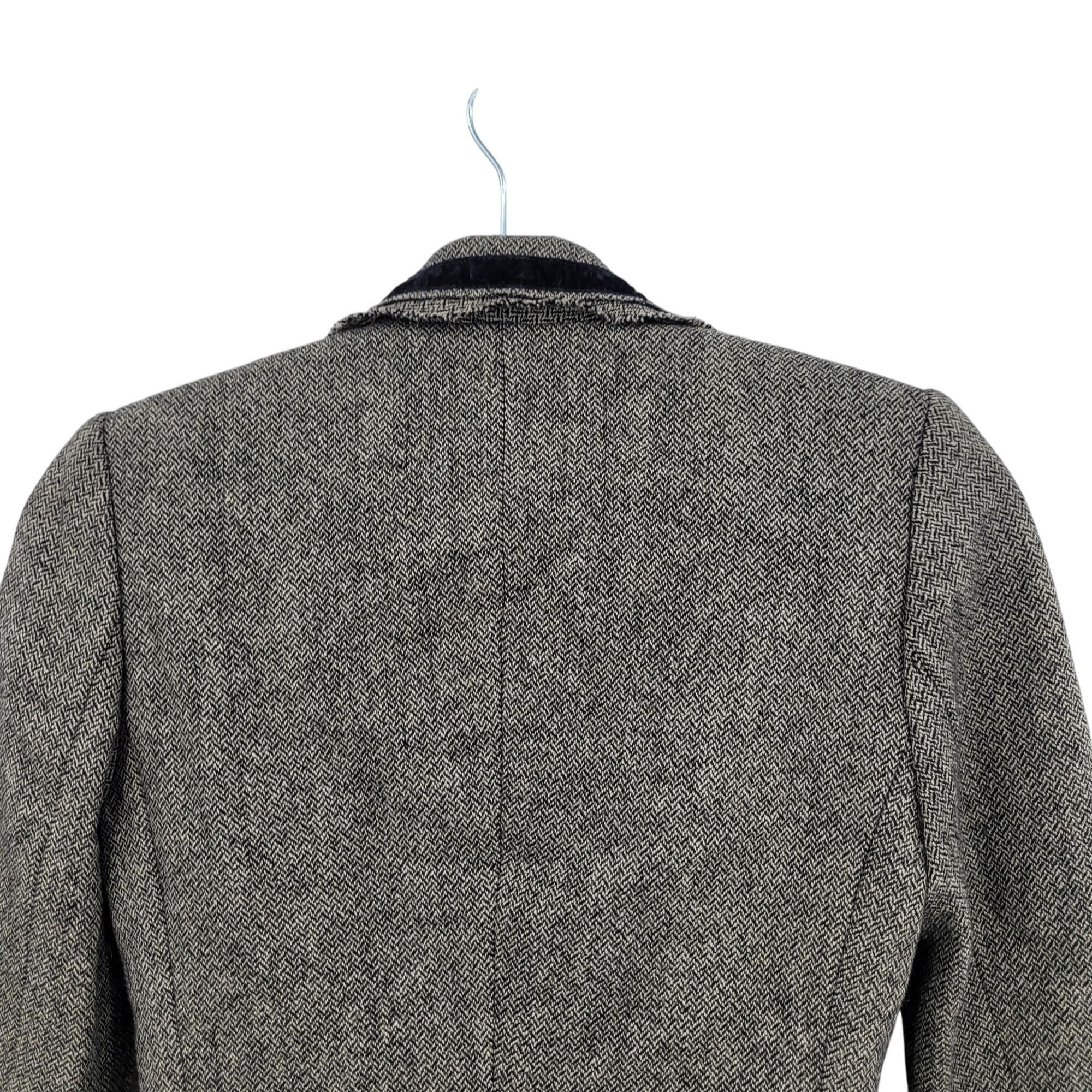 Banana Republic Vtg Y2K Banana Republic Petite Herringbone Blazer 2P Gray Wo Size XS / US 0-2 / IT 36-38 - 6 Thumbnail