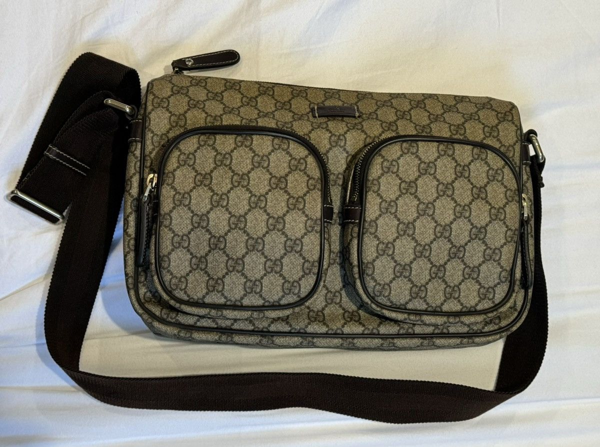 image of Gucci Coated Canvas Shoulder / Crossbody Bag in Brown, Men's