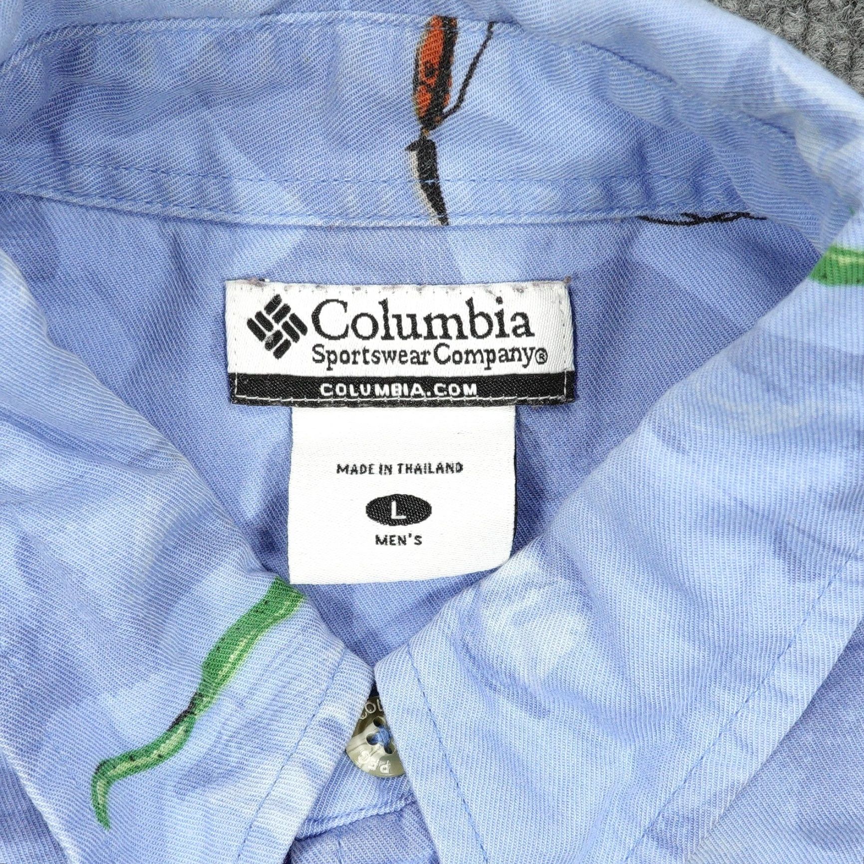 Vintage Columbia Shirt Mens Large Blue Short Sleeve Button Down Fishing Lure Pattern Size US L / EU 52-54 / 3 - 5 Thumbnail
