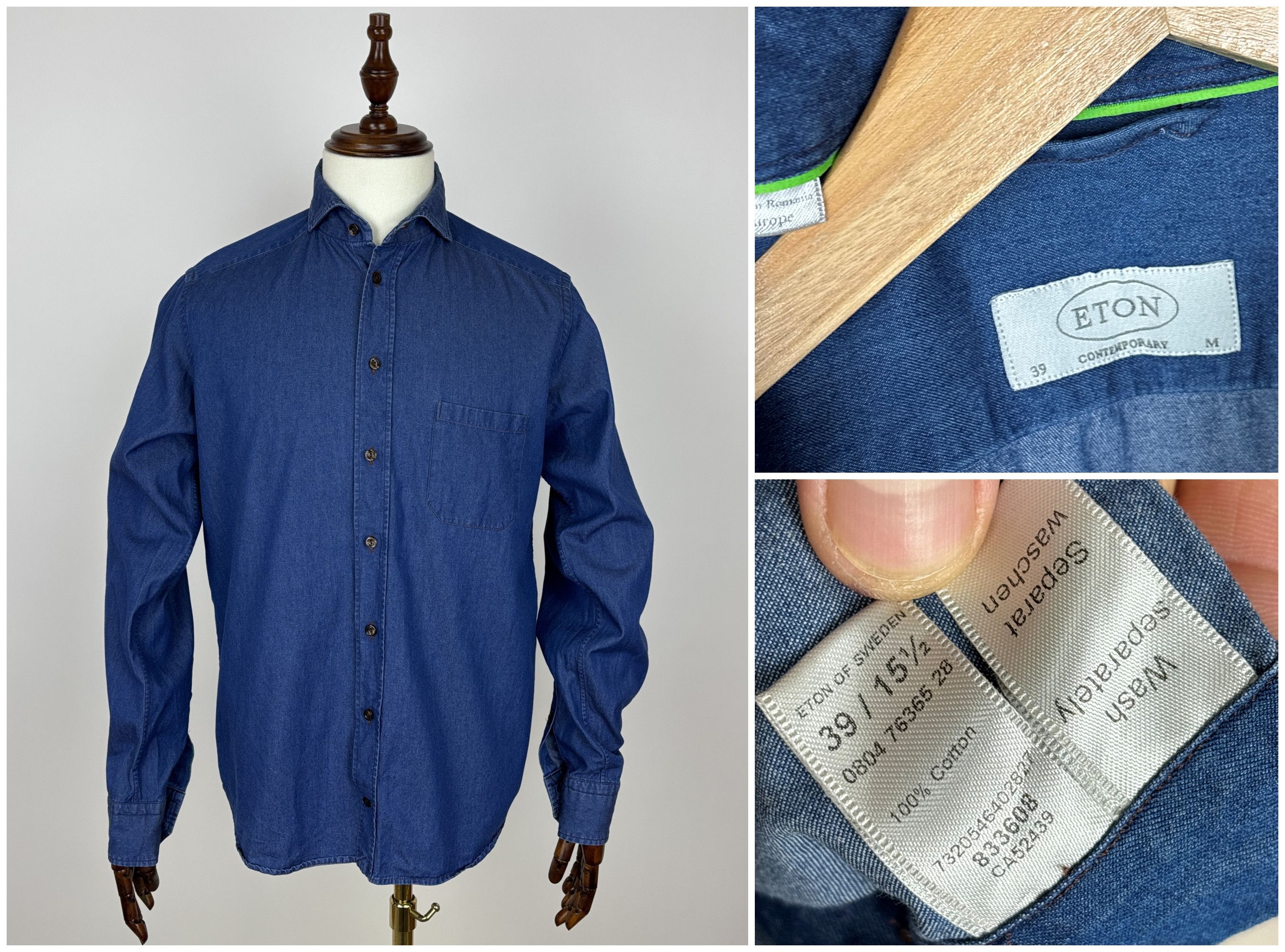Eton Eton Contemporary Denim Dress Shirt Button Up Size US M / EU 48-50 / 2 - 1 Thumbnail