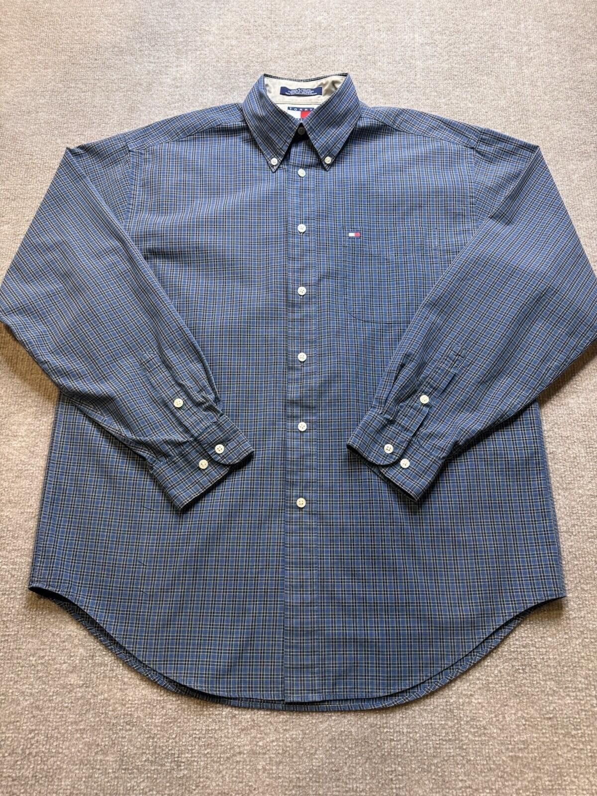 Tommy Hilfiger Tommy Hilfiger Men's Med Blue Plaid LS Button Down [702] Size US M / EU 48-50 / 2 - 2 Thumbnail